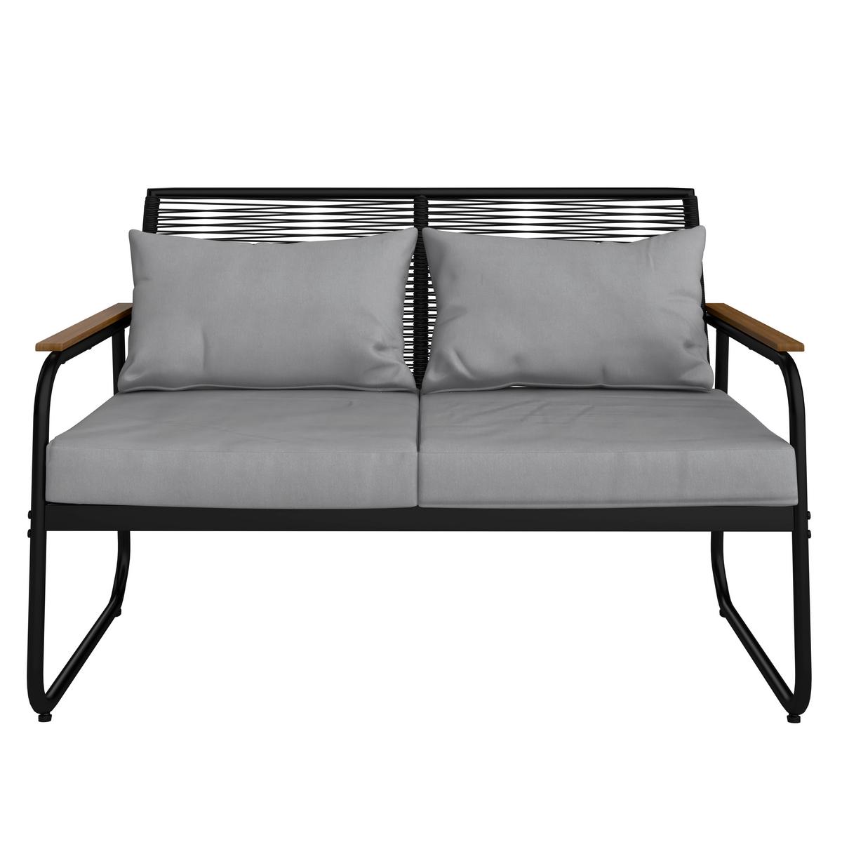Terasová sedacia súprava ELLY - čierna/sivá, Modern, kov/textil (116/77/71cm) - Bessagi Garden
