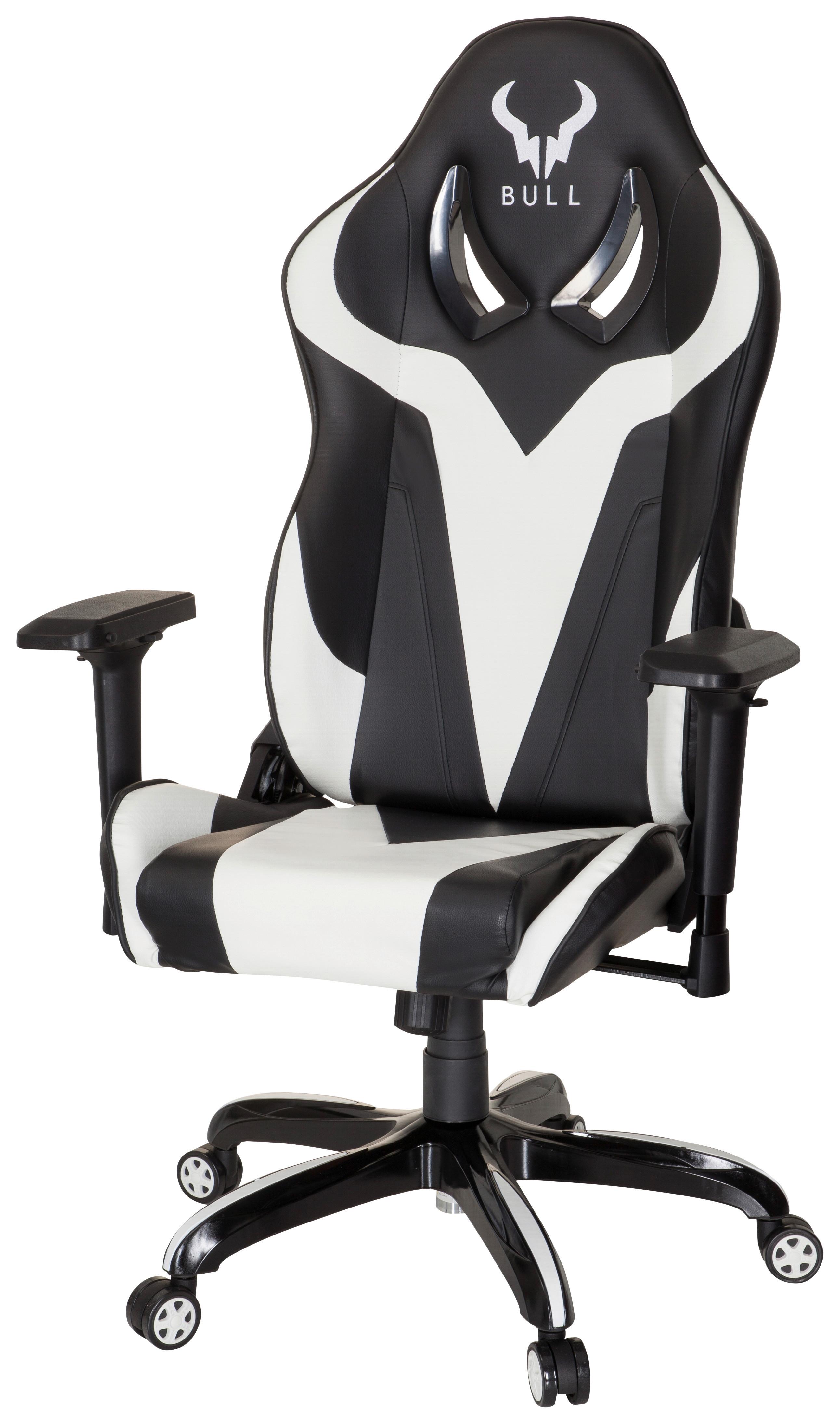 Gamingstuhl Promoter I Schwarz/weiß - Schwarz/Weiß, MODERN, Kunststoff/Textil (74/133/67cm) - MID.YOU