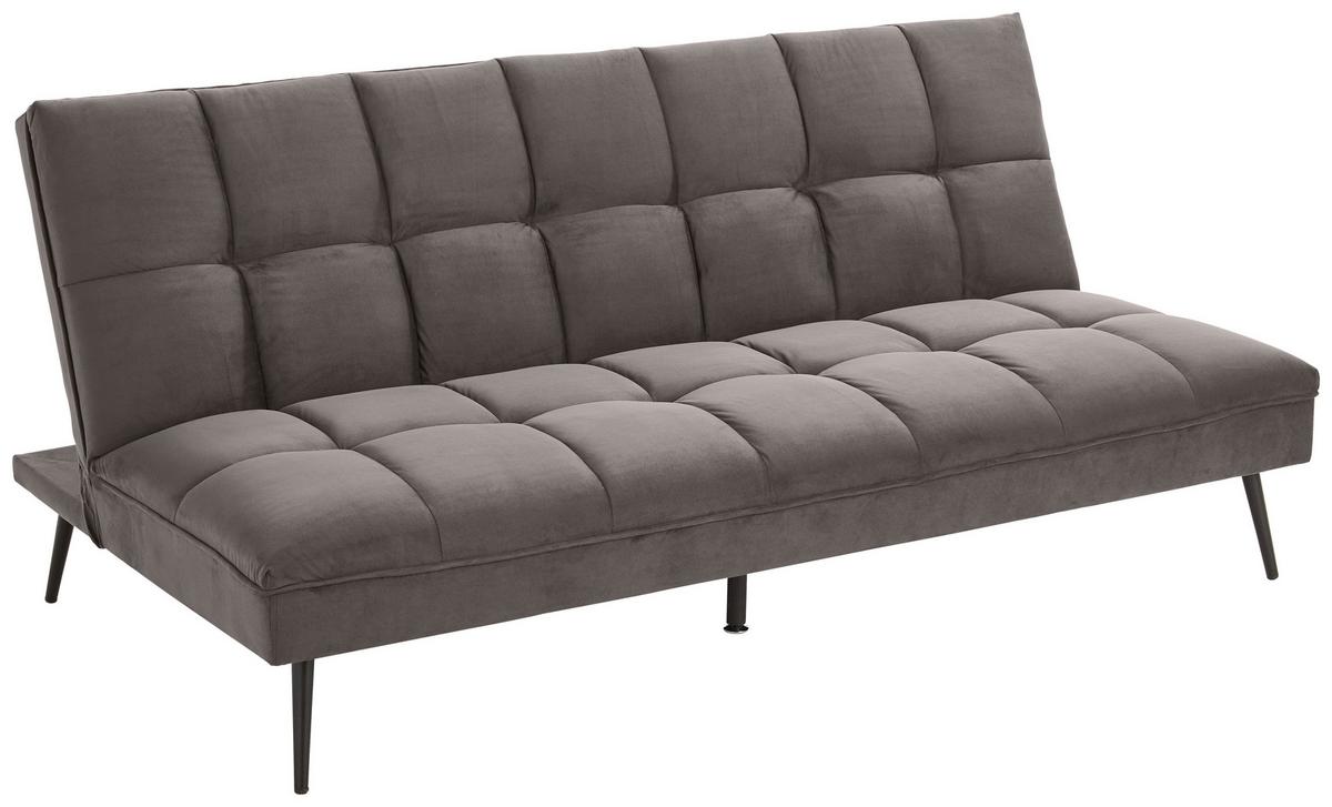 3-sitzer-sofa Mit Schlaffunkt. Pur Grau Samtbezug - Schwarz/Grau, MODERN, Textil (178/84/98cm) - MID.YOU