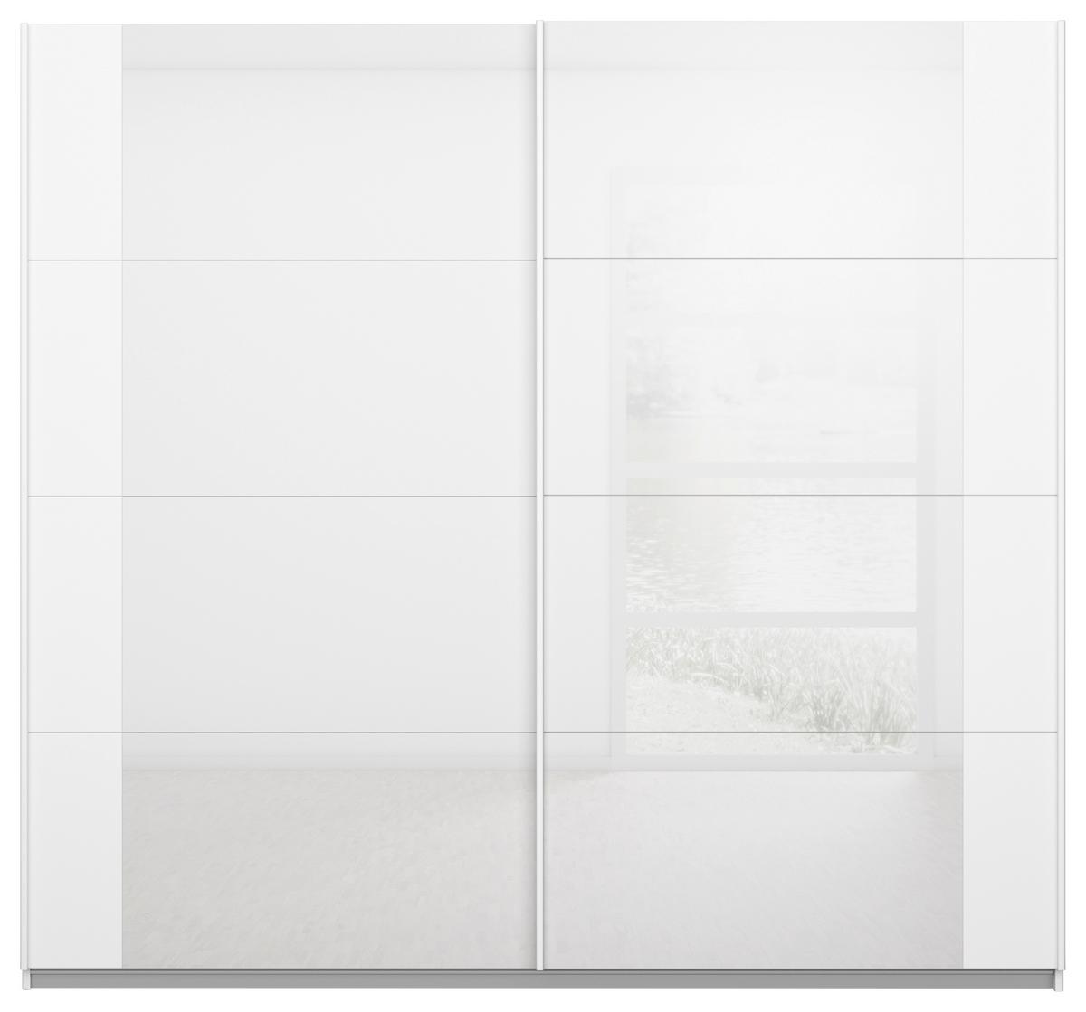 Skriňa s posuvnými dverami alpská biela 226cm - biela/biela s vysokým leskom, Modern, kov/kompozitné drevo (226/210/62cm) - Rauch Möbel