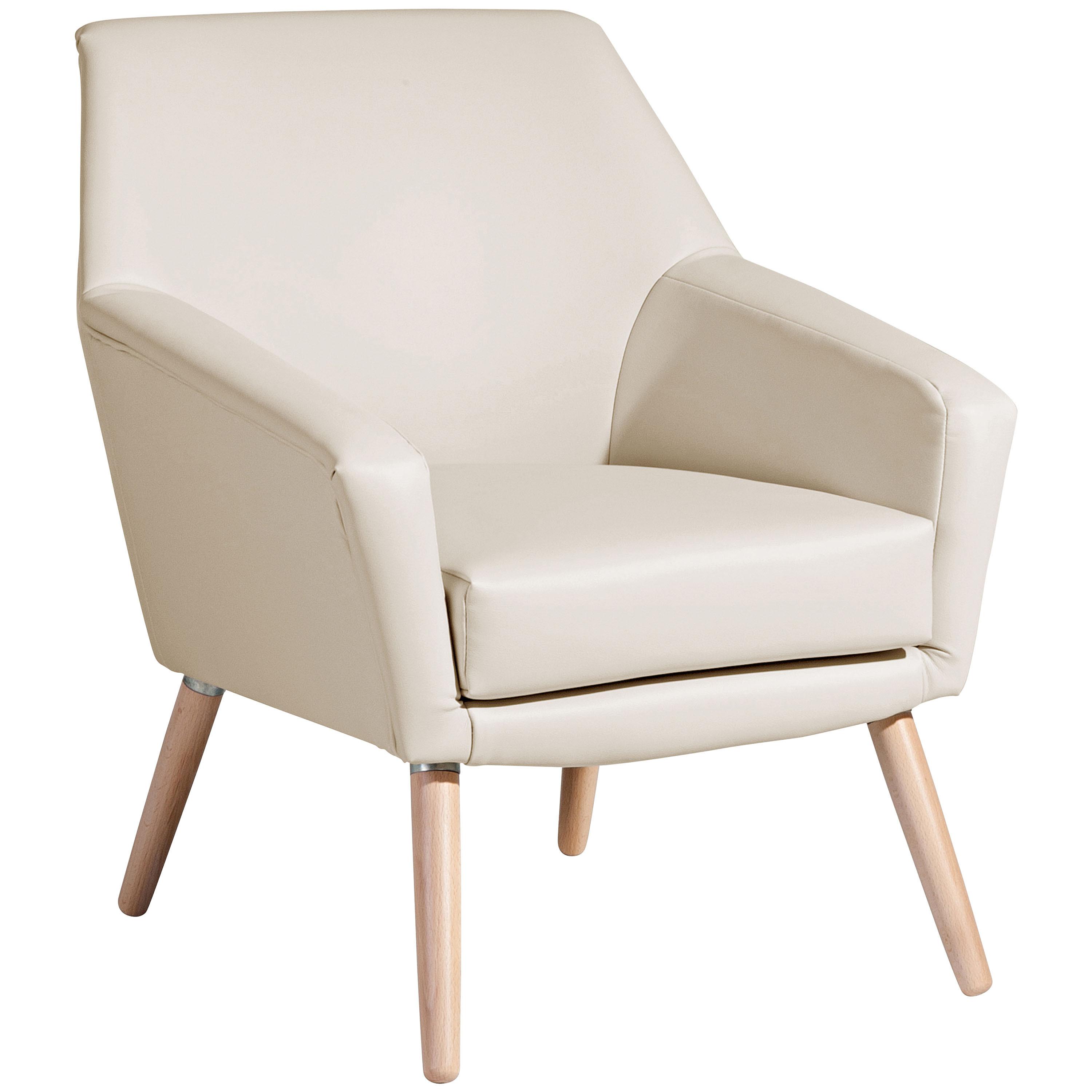 Polstersessel Mit Armlehnen Alegro Lederlook Beige - Beige/Buchefarben, Design, Textil (67/81/71cm) - Max Winzer