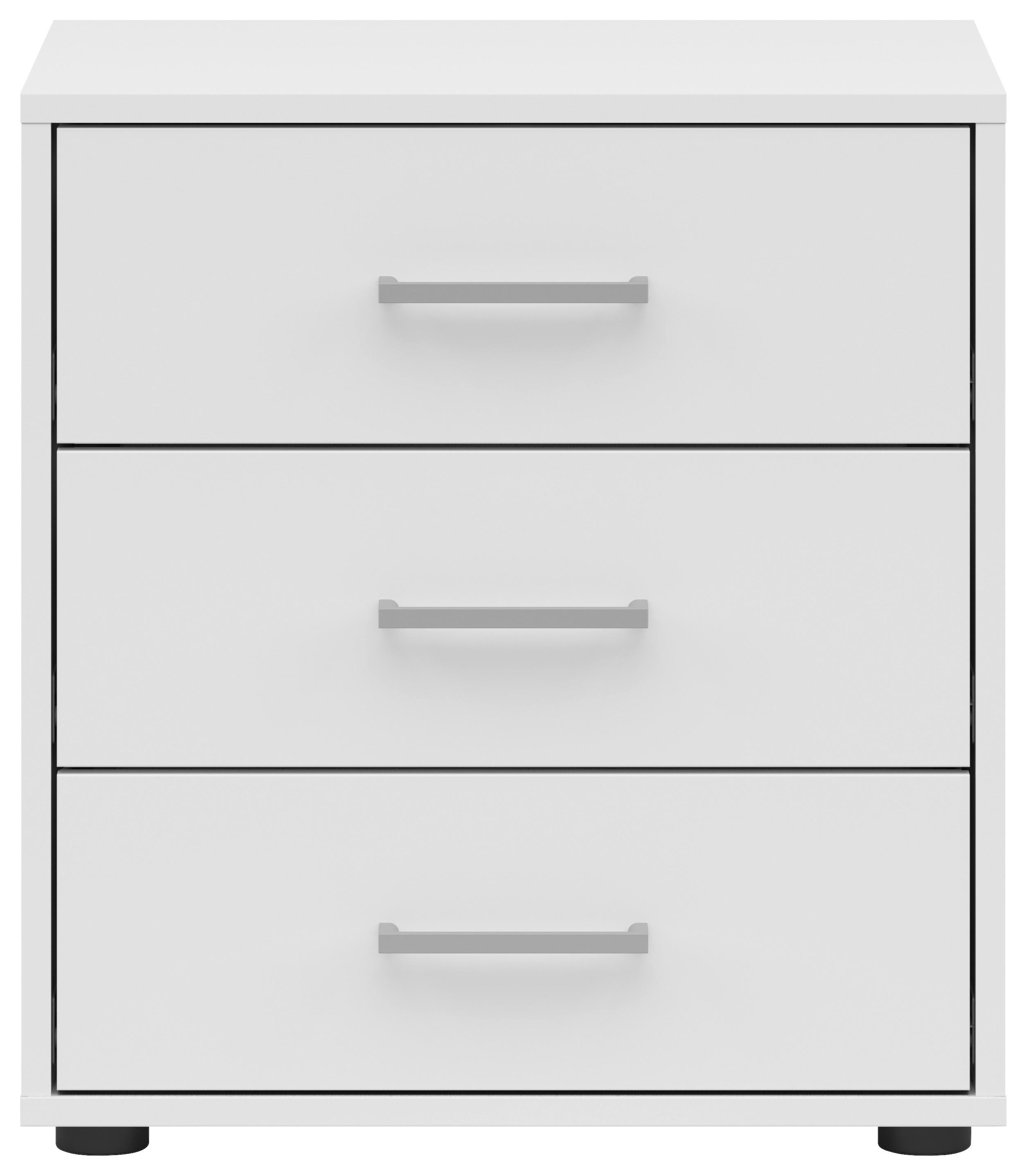 Nachtkästchen Smart Iii Weiß Dekor, 3 Laden, B: 50 Cm - Weiß/Grau, KONVENTIONELL, Holzwerkstoff (50/54/35cm)