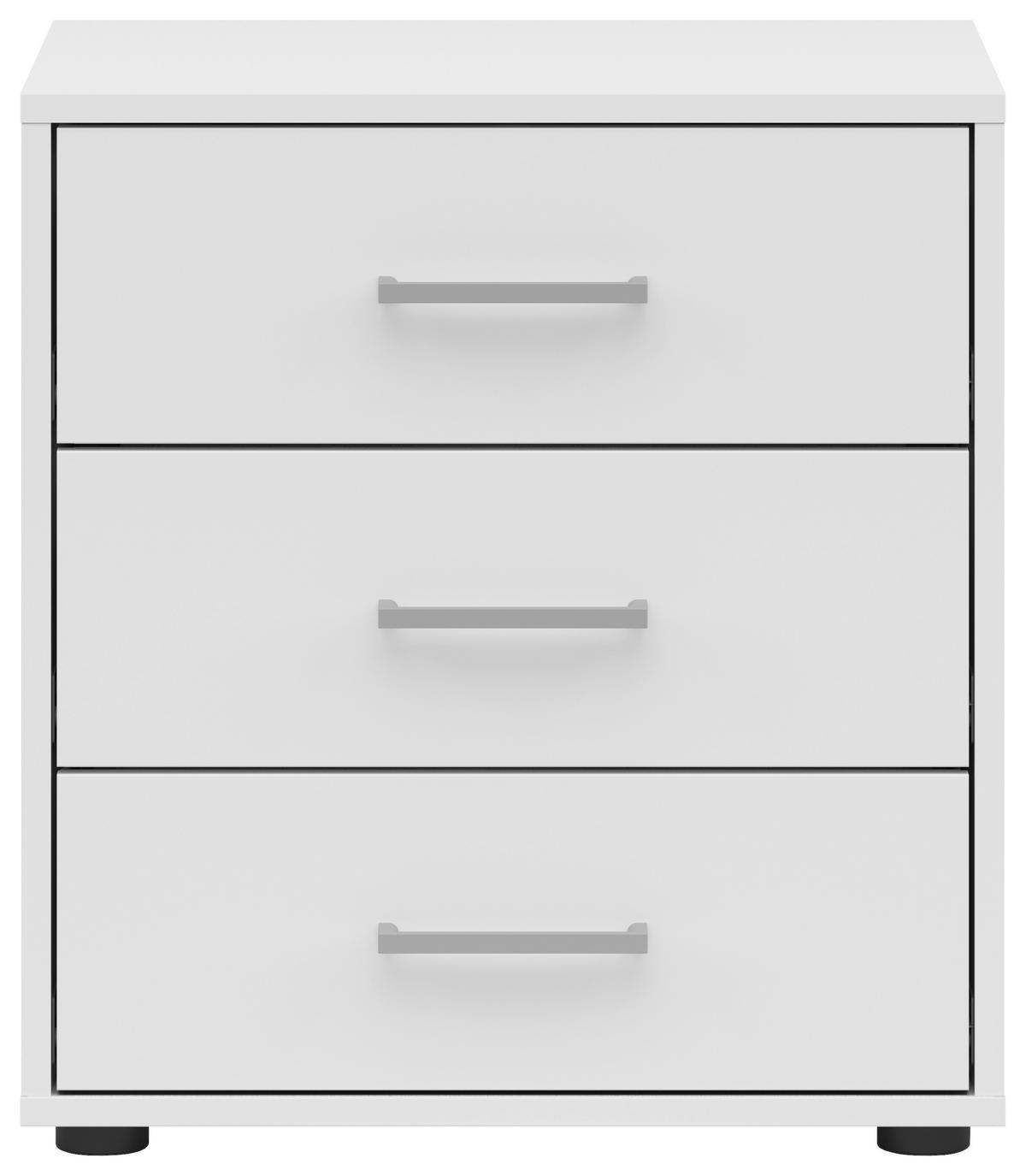 Nachtkästchen Smart Iii Weiß Dekor, 3 Laden, B: 50 Cm - Weiß/Grau, KONVENTIONELL, Holzwerkstoff (50/54/35cm)