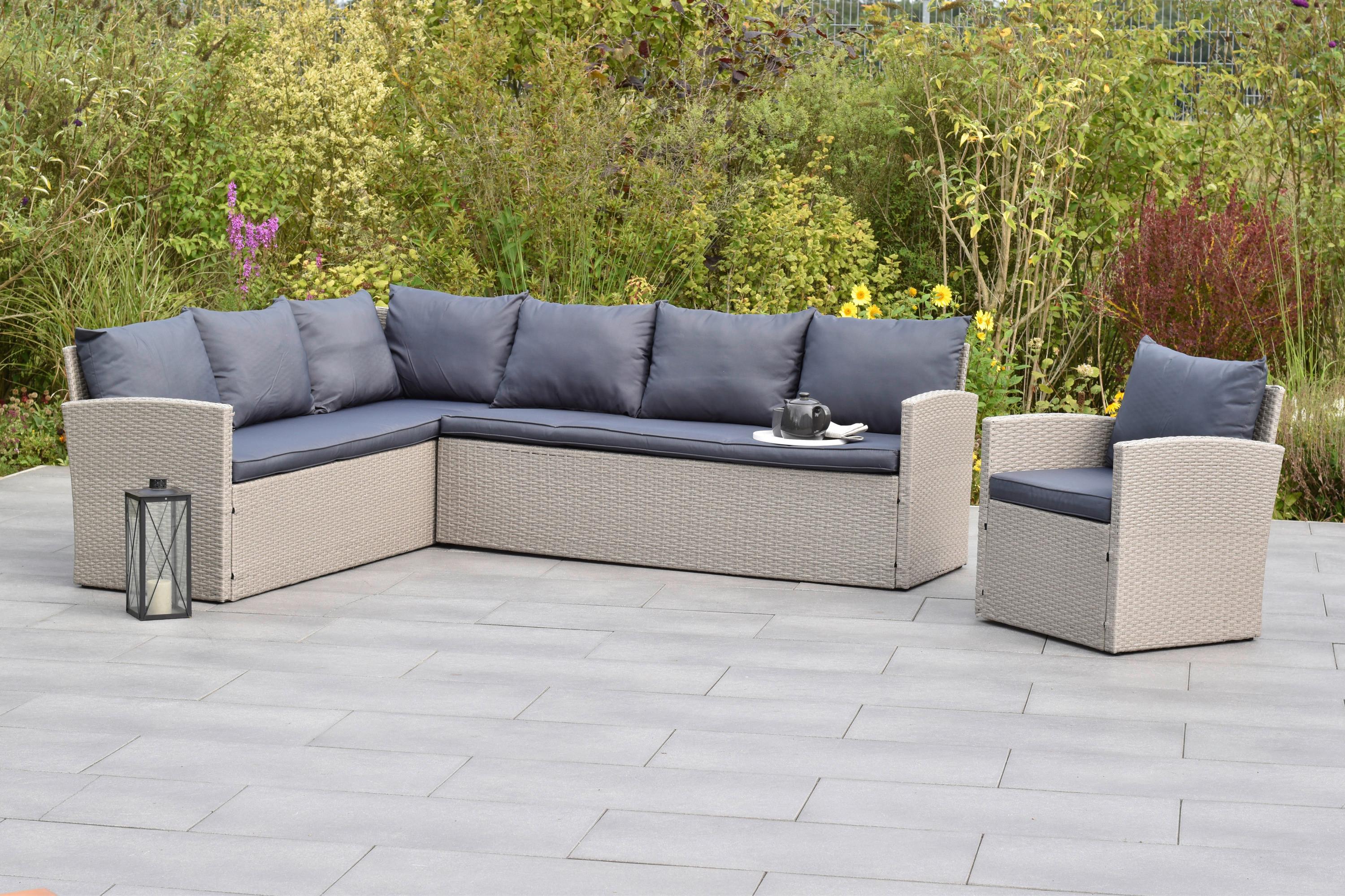 Gartengarnitur 2-Tlg Chicago aus Stahl - Schwarz/Grau, MODERN, Kunststoff/Metall - Gardenson