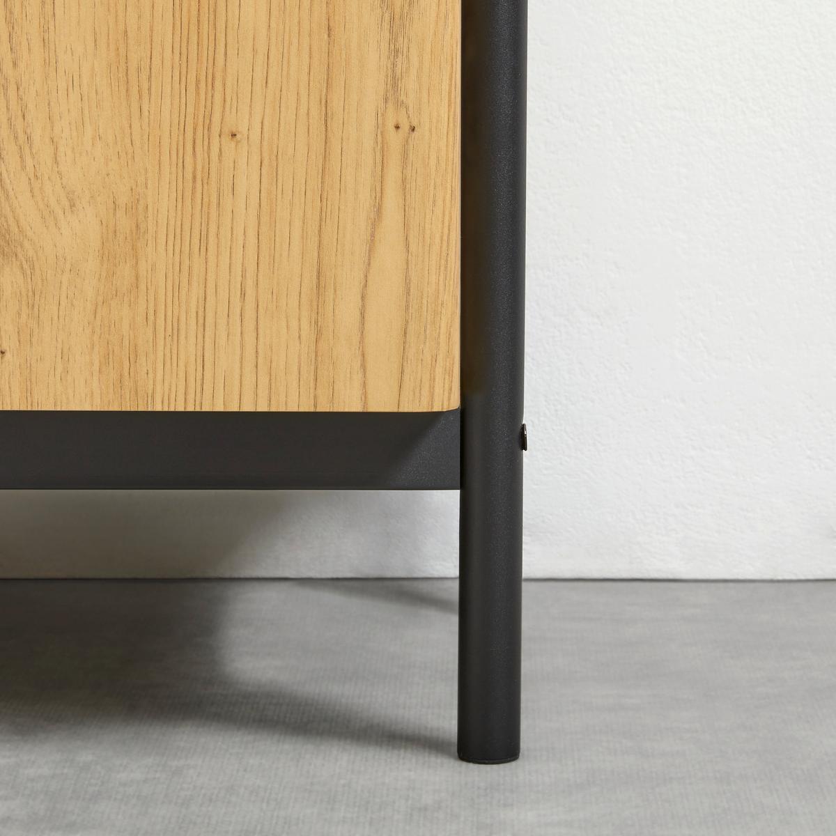 Široká komoda JASMINA farby dubu - čierna/farba duba, Modern, kov/drevo (118/90/41,5cm) - Bessagi Home