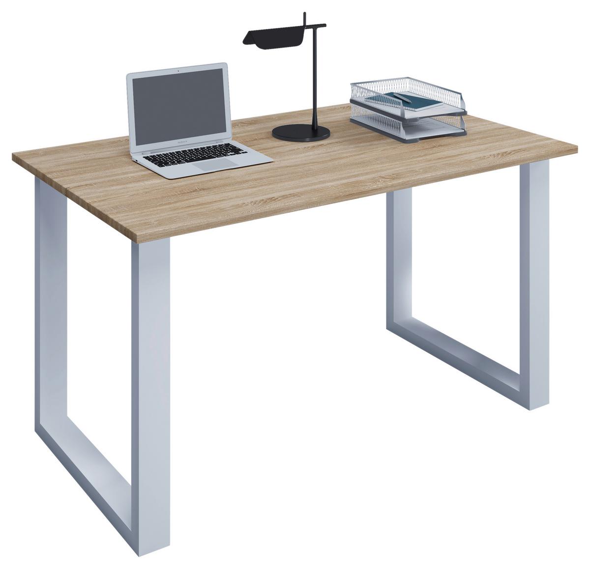Schreibtisch B 80 Cm H 76 Cm Lona Weiß/eiche - Weiß/Sonoma Eiche, MODERN, Holzwerkstoff/Metall (140/50/76cm) - MID.YOU