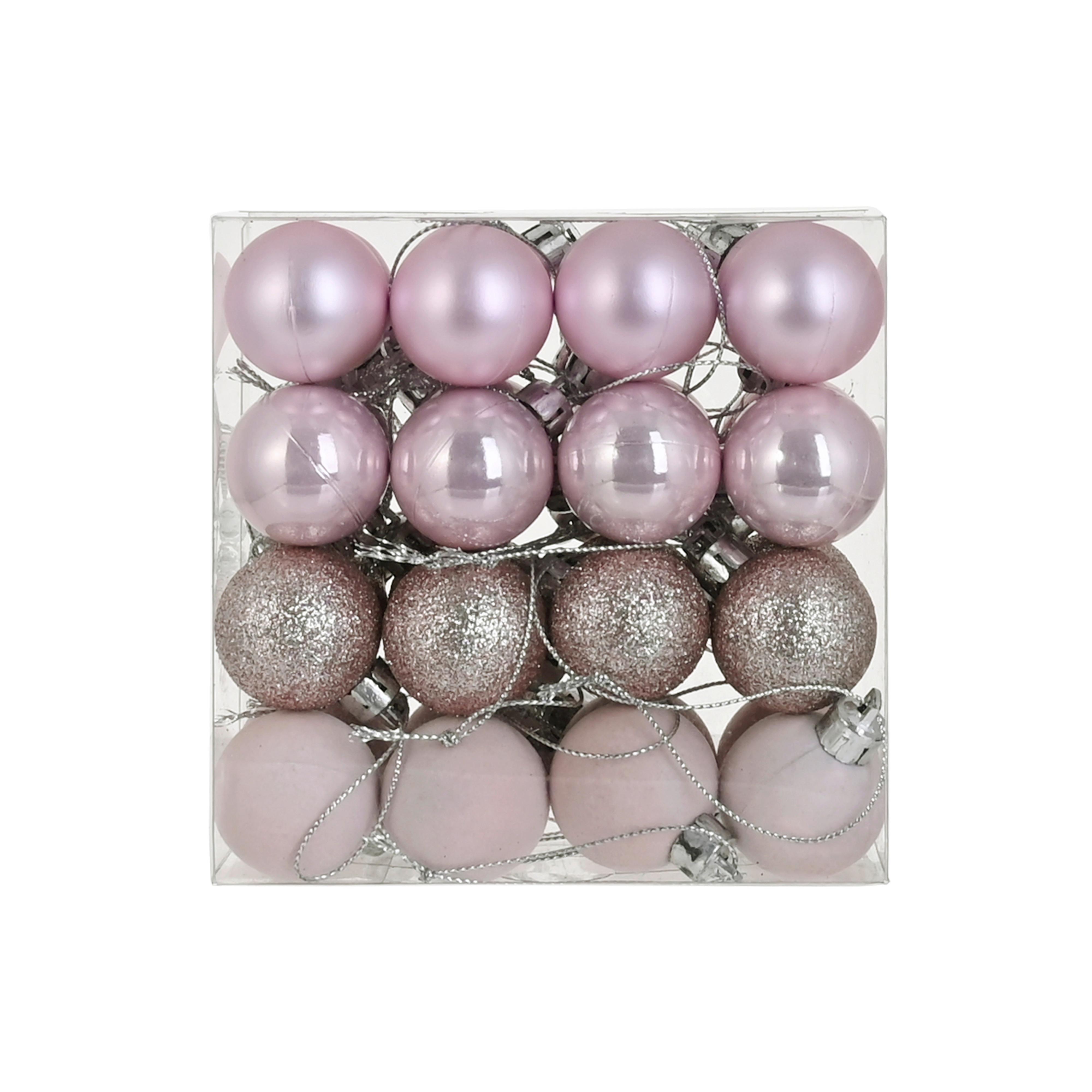 Baňka na vánoční stromeček NOELINA - růžová, Konvenční, plast (3cm) - Mömax