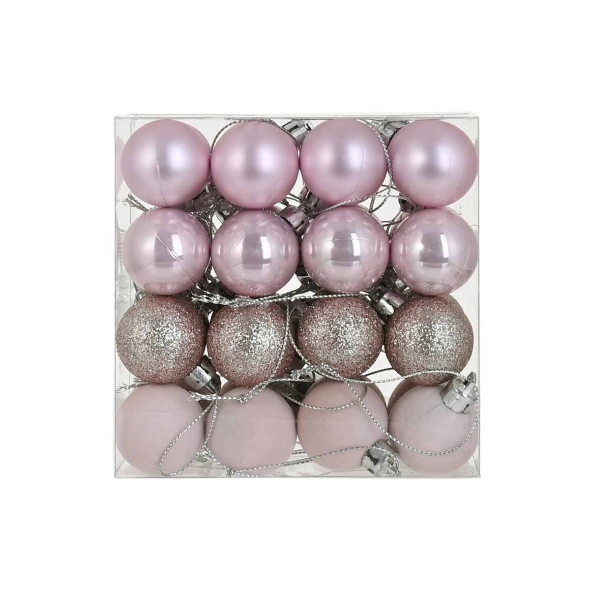 Baňka na vánoční stromeček NOELINA - růžová, Konvenční, plast (3cm) - Mömax