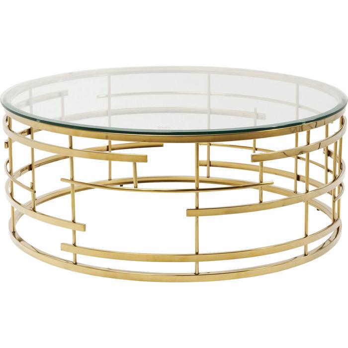 Beistelltisch Jupiter Gold 100 - Messingfarben, Trend, Glas/Metall (100/100/45cm) - Kare-Design