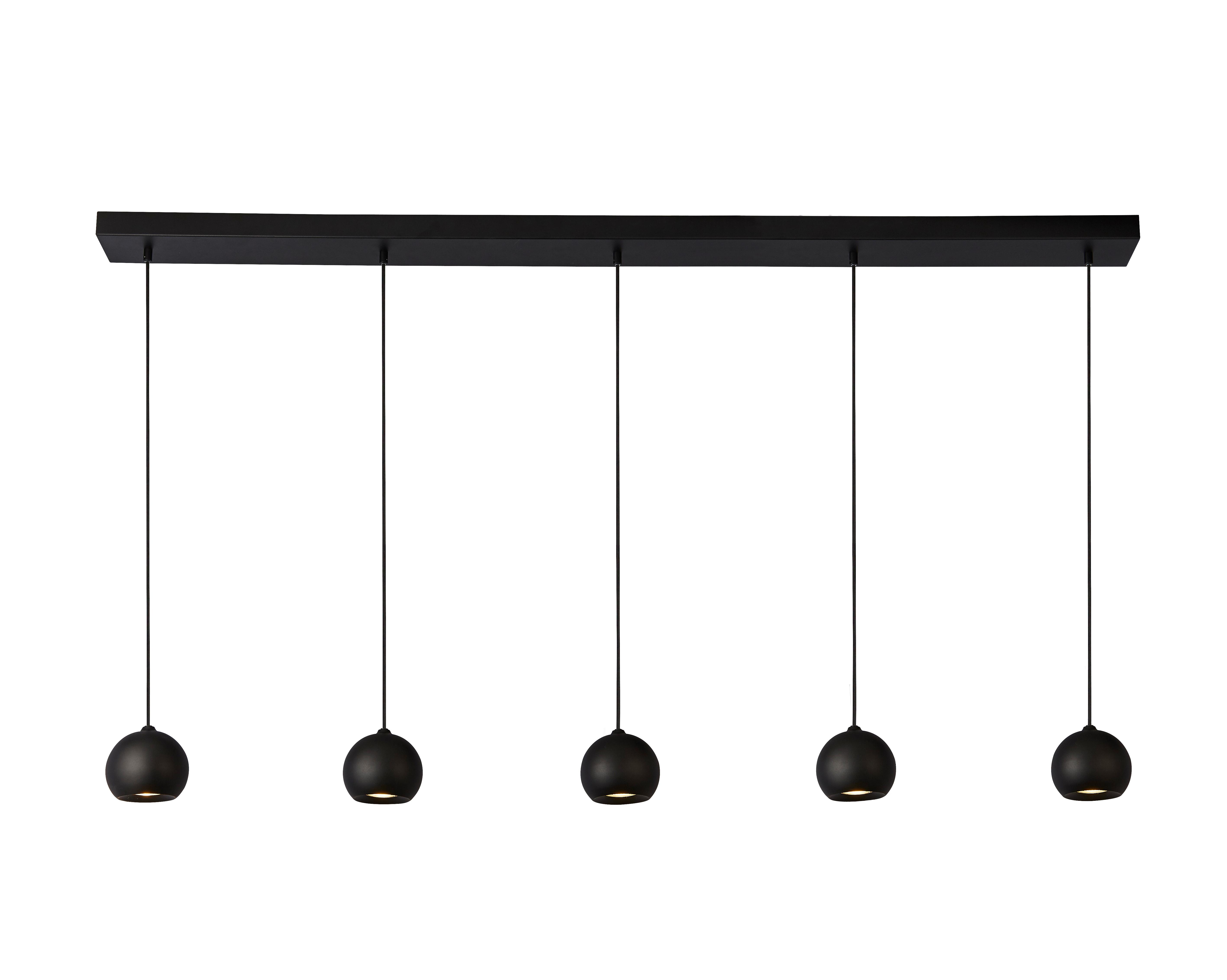 Pendelleuchte Eindhoven 1014-5bk - Schwarz, Design, Metall (160/12/200cm)