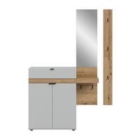 Garderobe Naro Grau /Eiche dunkel Dekor B: 148cm - Eiche dunkel/Grau, Design, Holzwerkstoff (148/194/37cm) - Livetastic