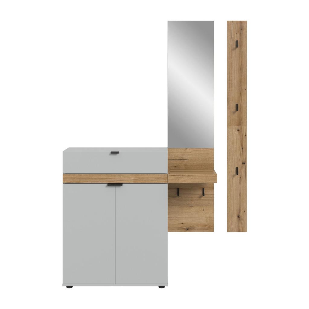 Garderobe Naro Grau /Eiche dunkel Dekor B: 148cm