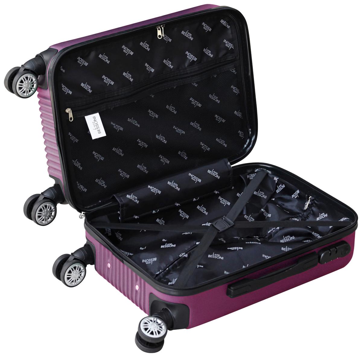 Reisekoffer Palermo 4 Rollen Hartschale, Größe S - Lila, Design, Kunststoff/Textil (36/23/55cm) - Luca Bessoni