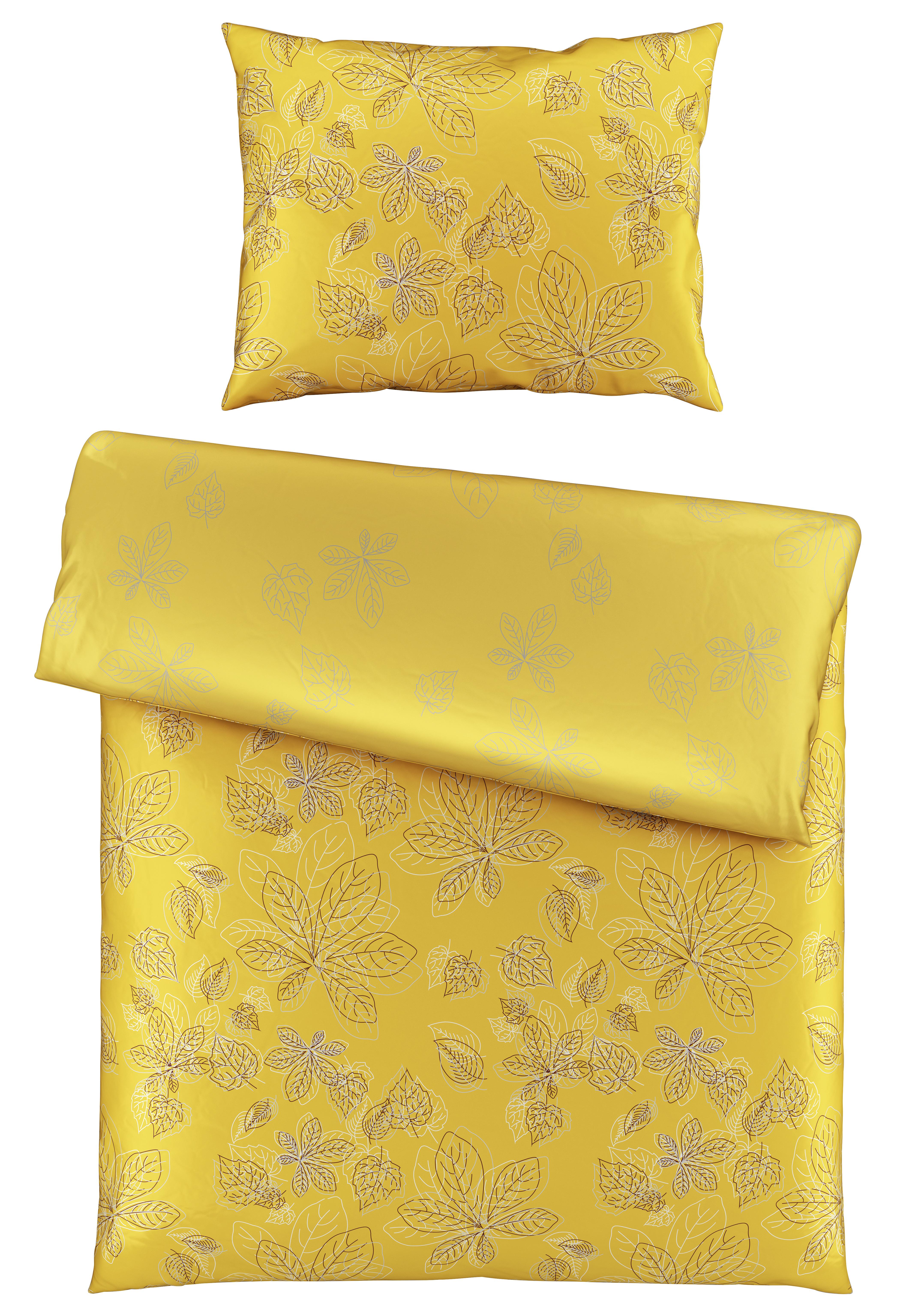 Saténová Posteľná Bielizeň Eden, 140/200cm, Žltá - žltá, Romantický / Vidiecky, textil (140/200cm) - Premium Living