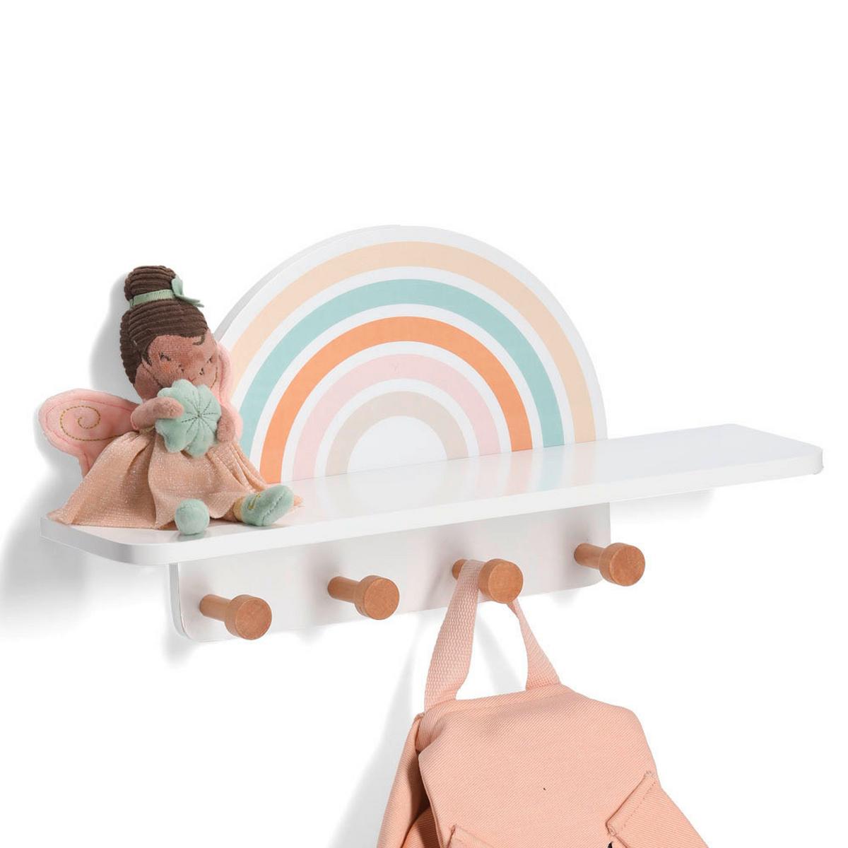 Kindergarderobe Rainbow - Weiß, Basics, Holz/Holzwerkstoff (48/13/24cm) - Zeller Present