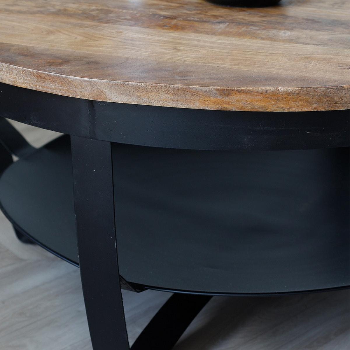 Couchtisch Ocala - Schwarz/Braun, LIFESTYLE, Holz/Metall (90/90/44cm) - MID.YOU