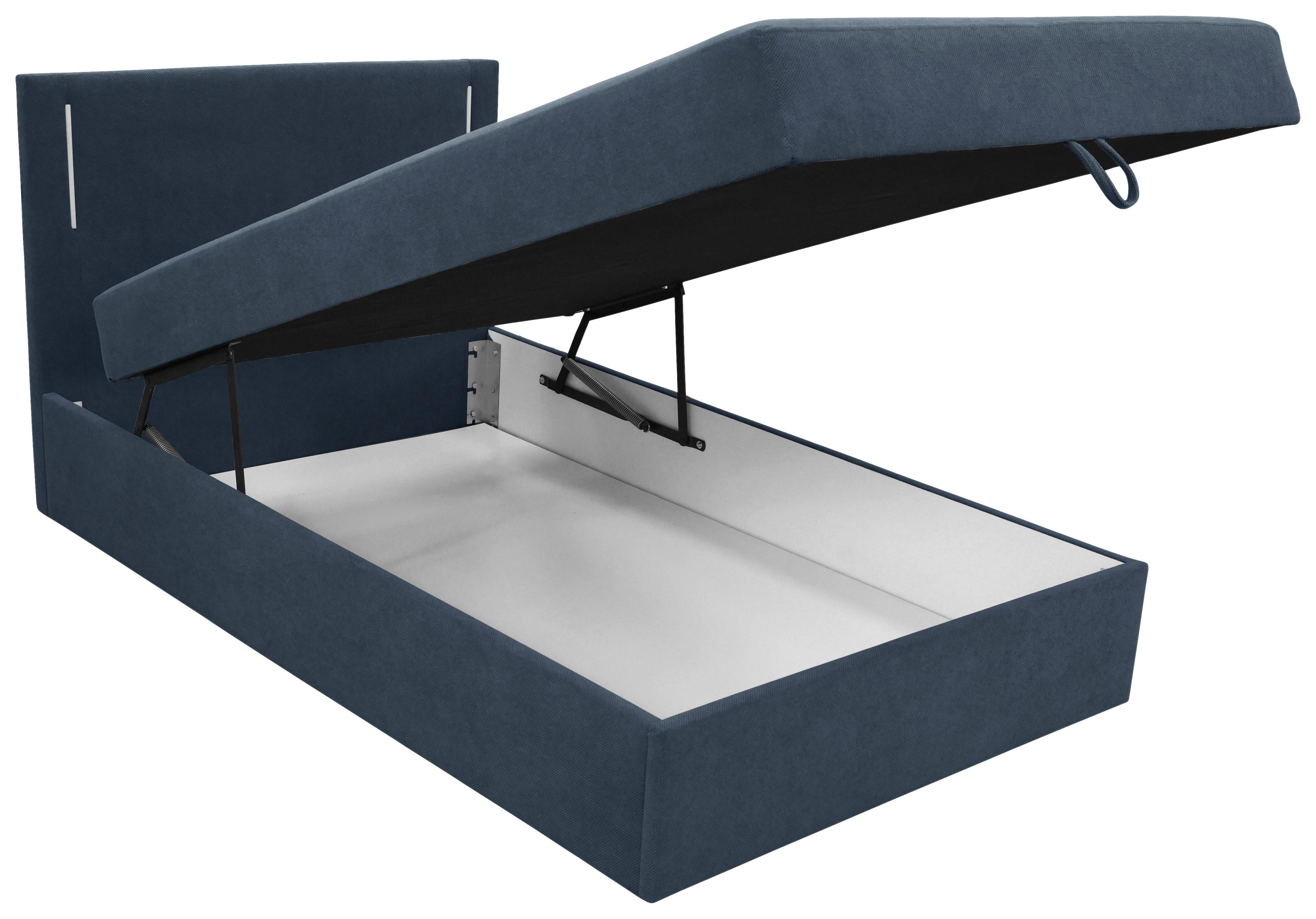 Boxbett Carlos 120 Dunkelblau B: 121 cm - Schwarz/Dunkelblau, Basics, Holzwerkstoff/Textil (121/110/210cm) - Livetastic