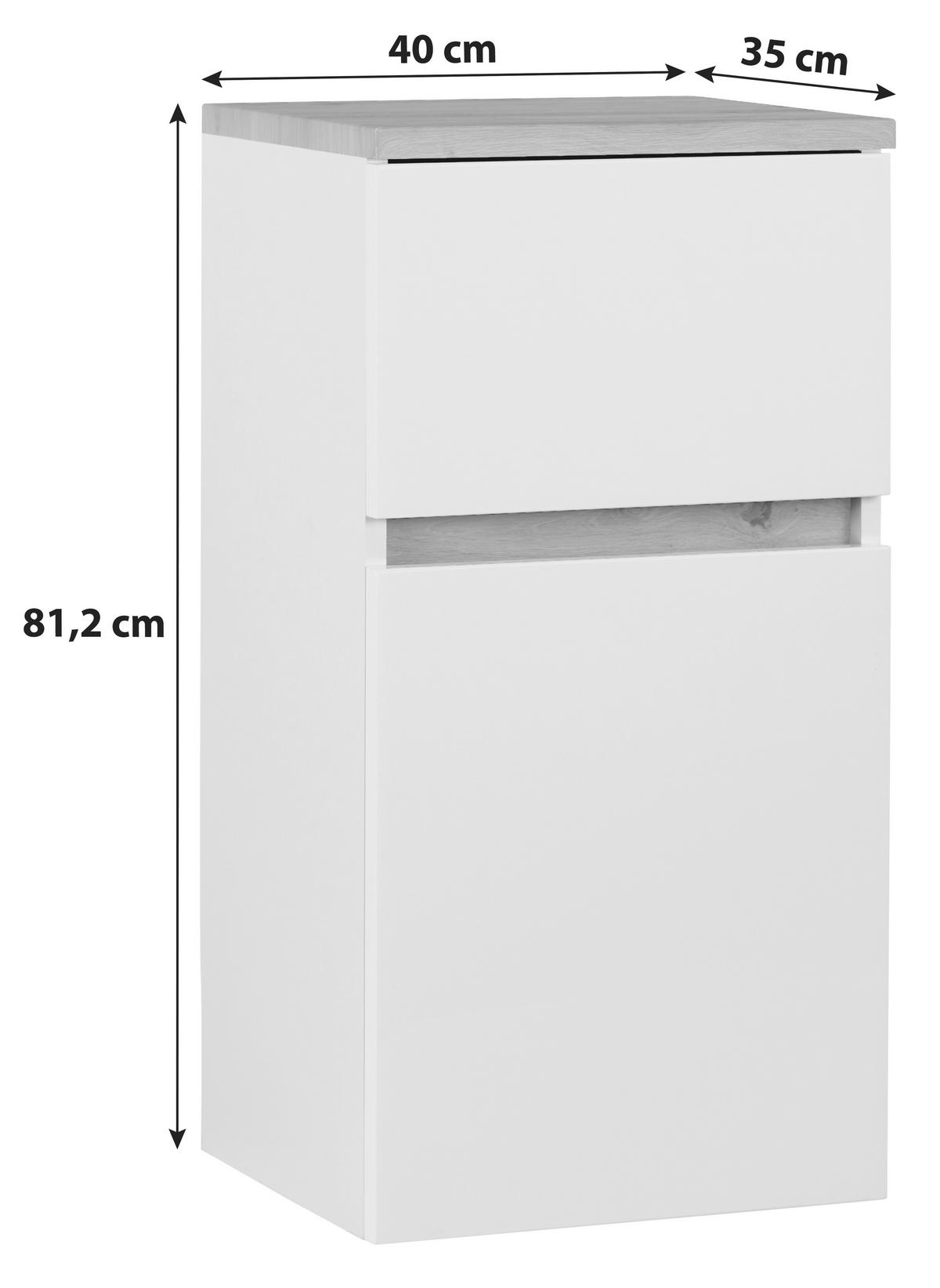 Alsószekrény Marbella - fehér, Modern, faalapú anyag (40/81/35cm)