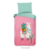 Kinderbettwäsche 140x200 cm Lalama Tiermotiv Baumwolle - Pink/Multicolor, Basics, Textil (140/200cm)