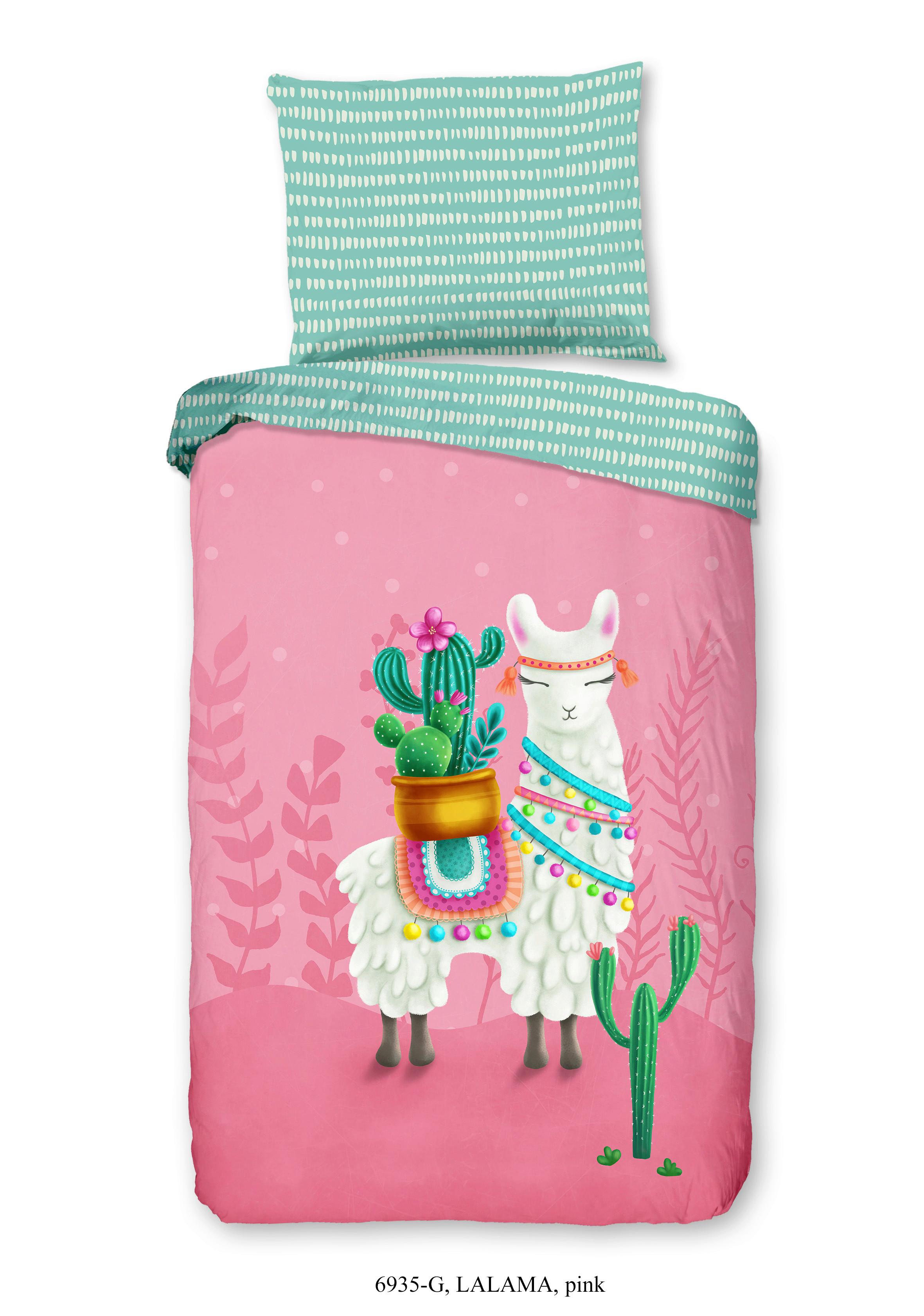 Kinderbettwäsche 140x200 Cm Lalama Tiermotiv Baumwolle
