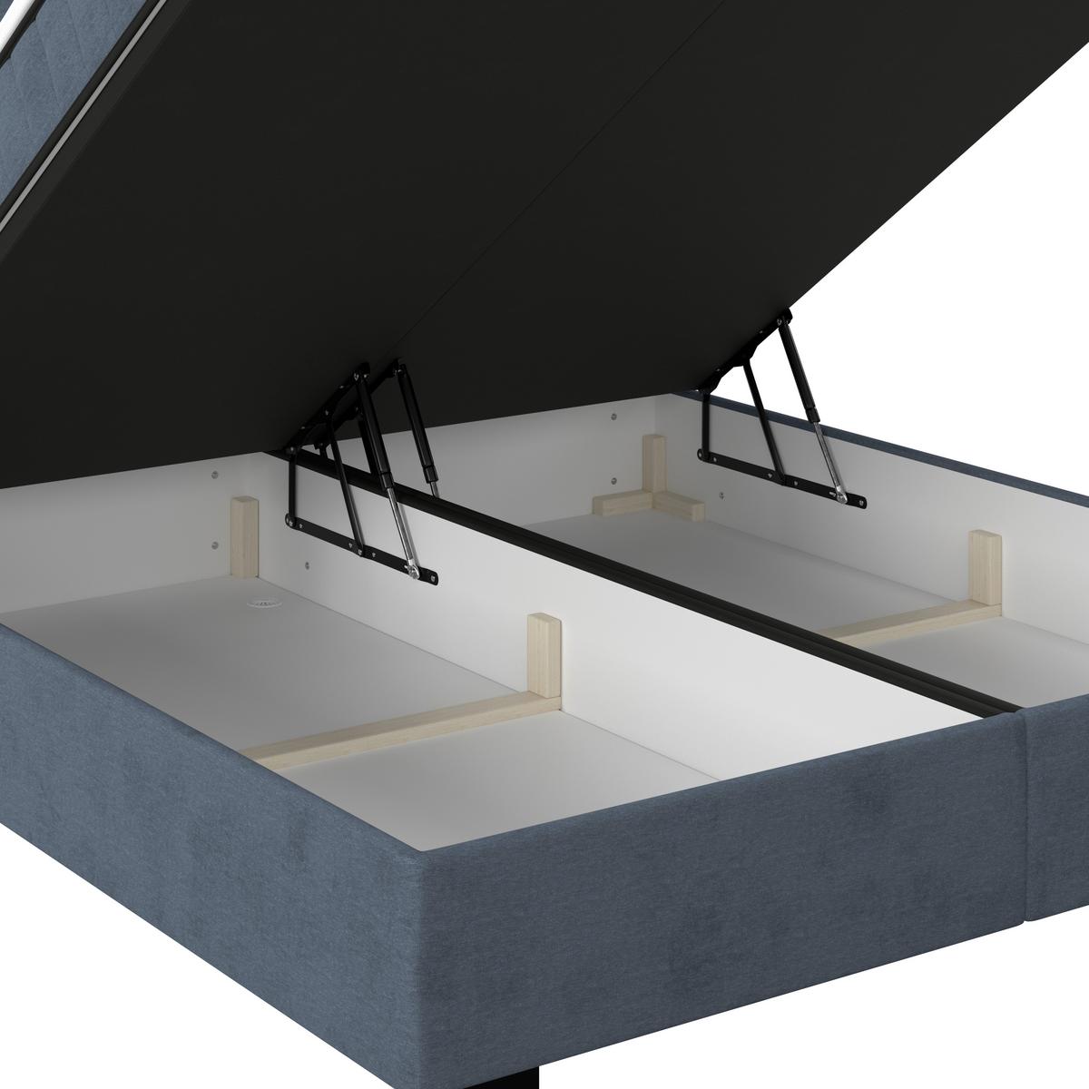Boxbett Maya inkl. Bettkasten Graublau 200x220 cm - Graublau/Schwarz, MODERN, Holz/Holzwerkstoff (200/220cm)