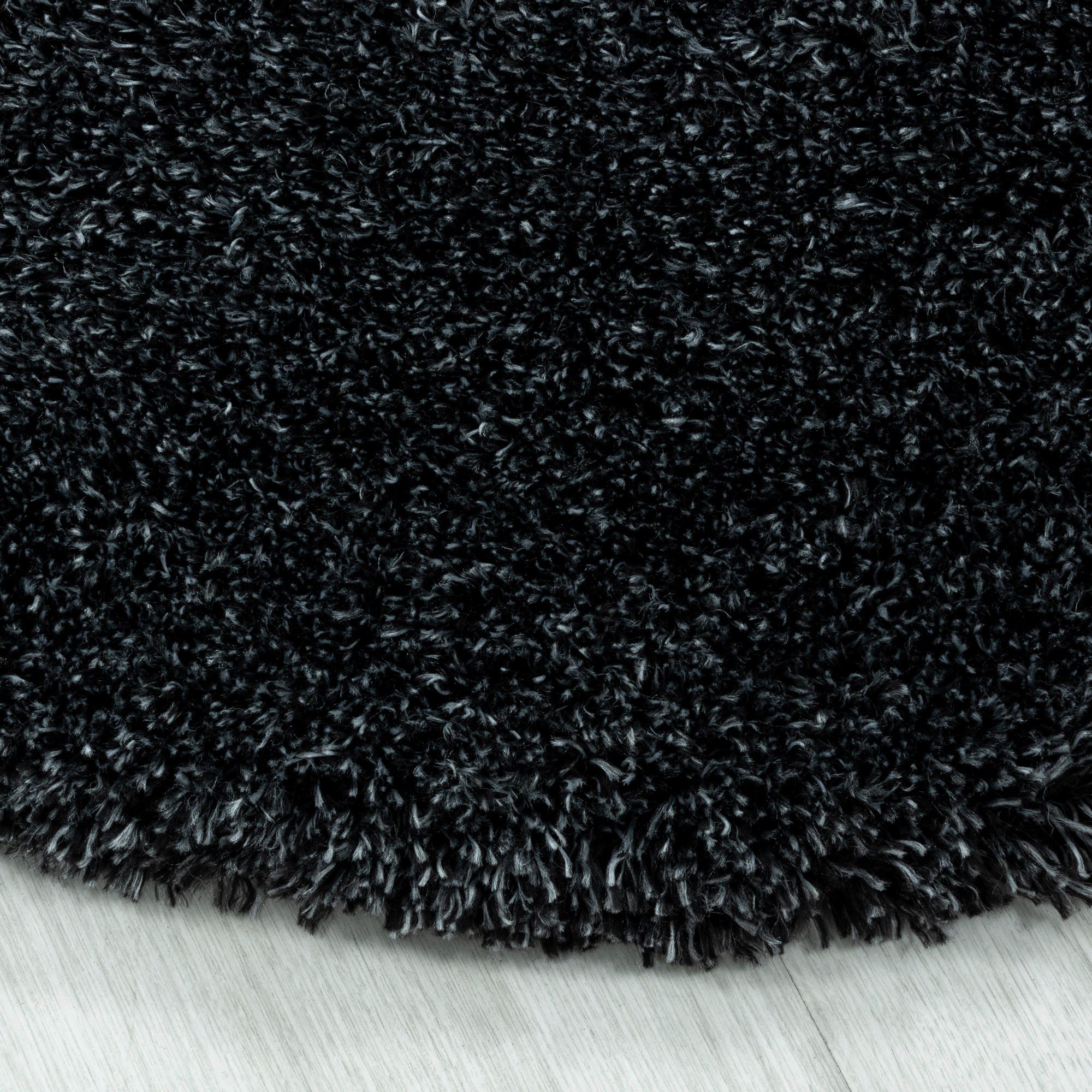 Hochflor Teppich Anthrazit Naturfaser Fluffy Ø 200 Cm - Anthrazit, Basics, Textil (200cm)