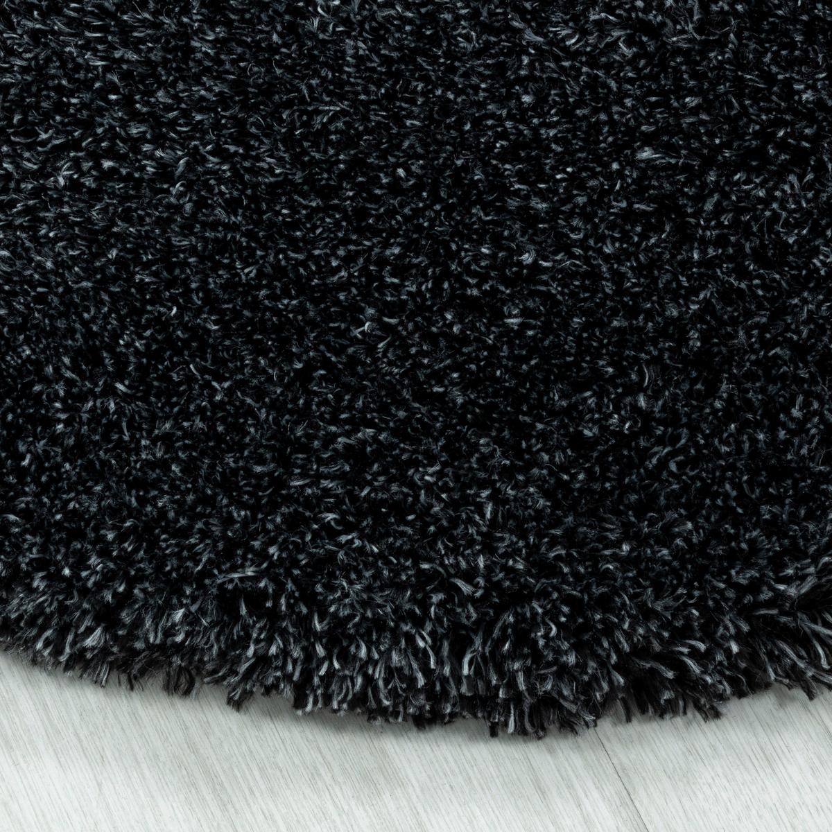 Hochflor Teppich Anthrazit Naturfaser Fluffy Ø 200 cm - Anthrazit, Basics, Textil (200cm)