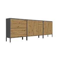 Sideboard Mailand Anthr./eiche Dekor B: 263,5cm - Anthrazit/Eiche Artisan, MODERN, Holzwerkstoff (263,5/86/33cm) - MID.YOU