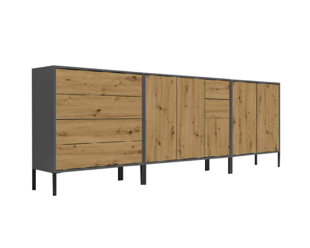 Sideboard Mailand Anthr./Eiche Dekor B: 263,5cm