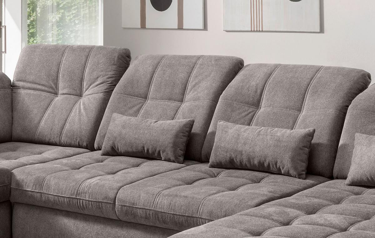 Wohnlandschaft Mit Bettkasten Rigatti Graubraun B: 387 Cm - Graubraun/Schwarz, MODERN, Textil (252/387/184cm) - Livetastic