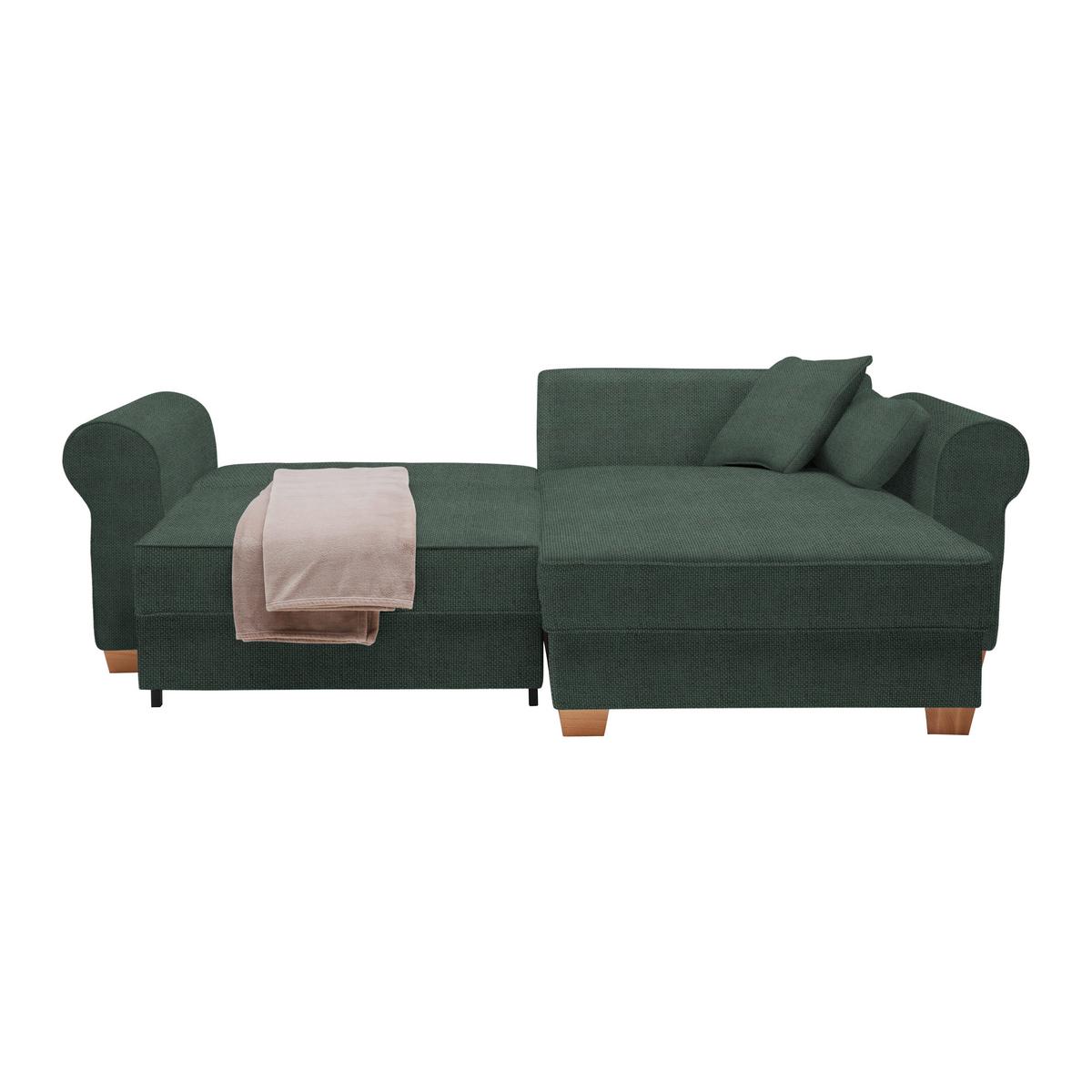 Sedací souprava ANGELO, oboustranná, tmavě zelená - tmavě zelená, Moderní, dřevo/kompozitní dřevo (255/92/185cm) - Mömax