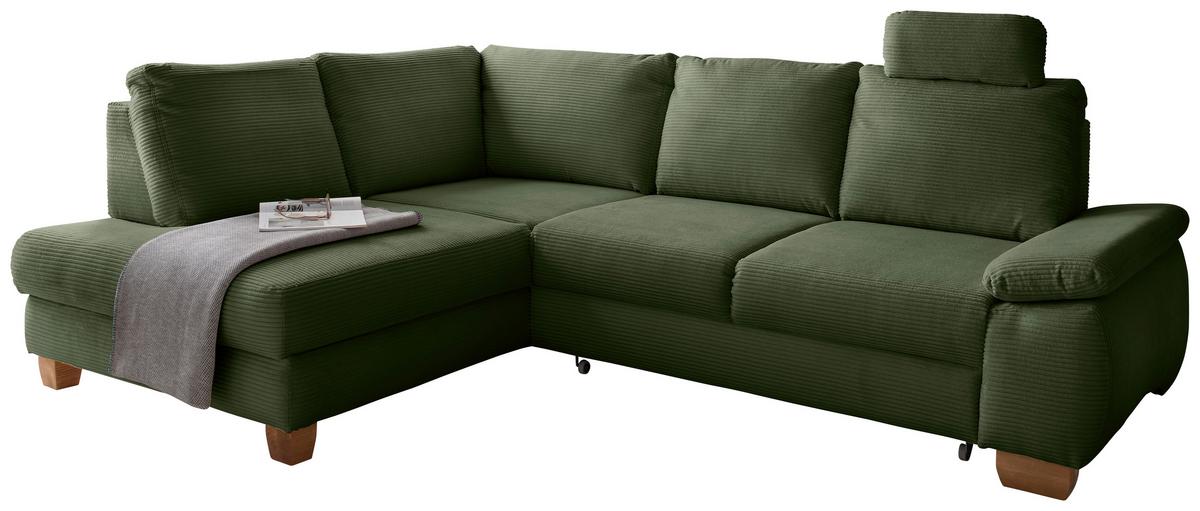 Eckschlafsofa Positano Dunkelgrün S: 206x261 Cm - Wildeiche/Dunkelgrün, MODERN, Textil (206/261cm) - Livetastic