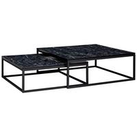 Sada konferenčných stolíkov čierna/biela - čierna, Konventionell, kov/kompozitné drevo (75/75/27cm) - MID.YOU
