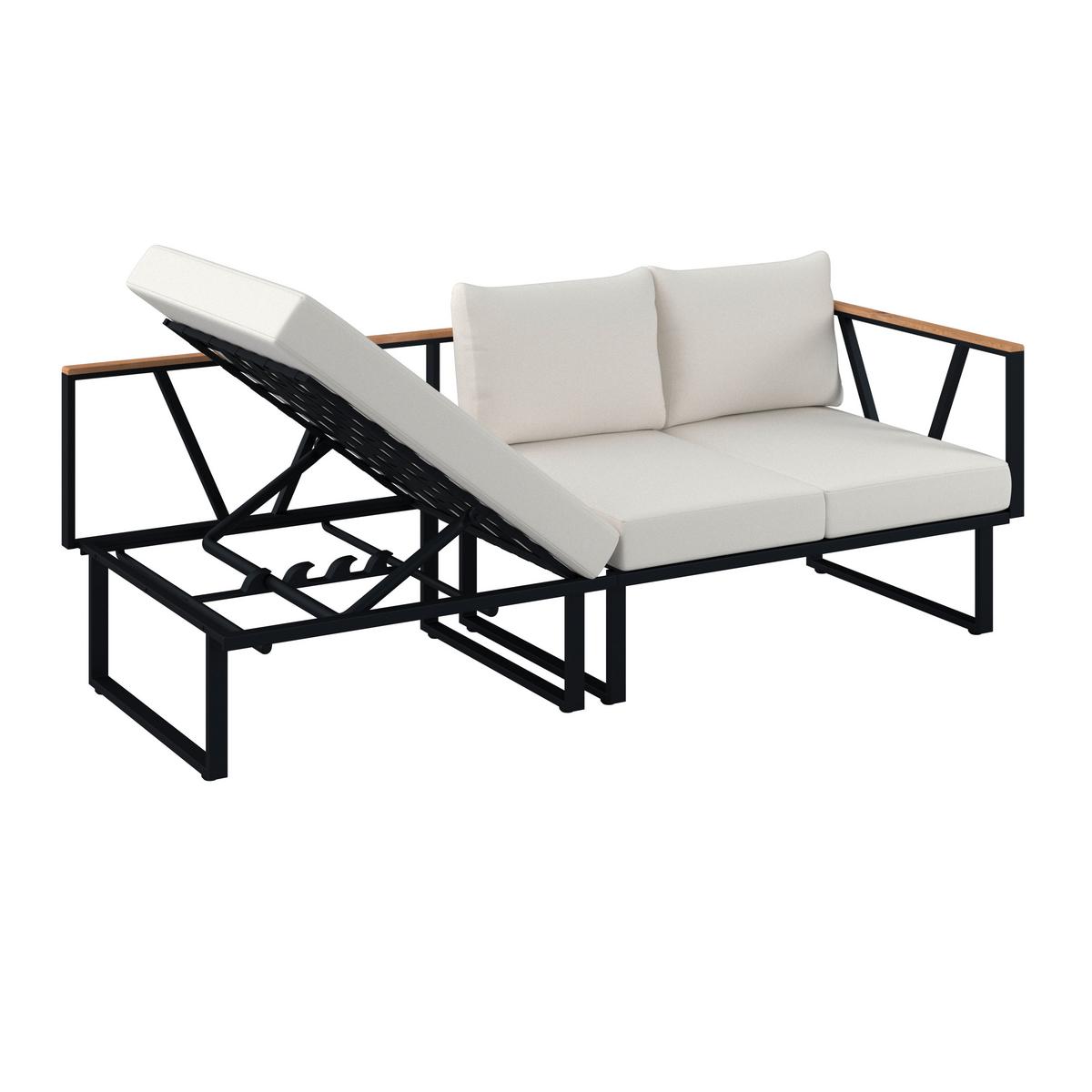 TERASOVÁ SEDACIA SÚPRAVA LORETTA - čierna/farba akácie, Modern, kov/drevo (80/75/80cm) - Bessagi Garden