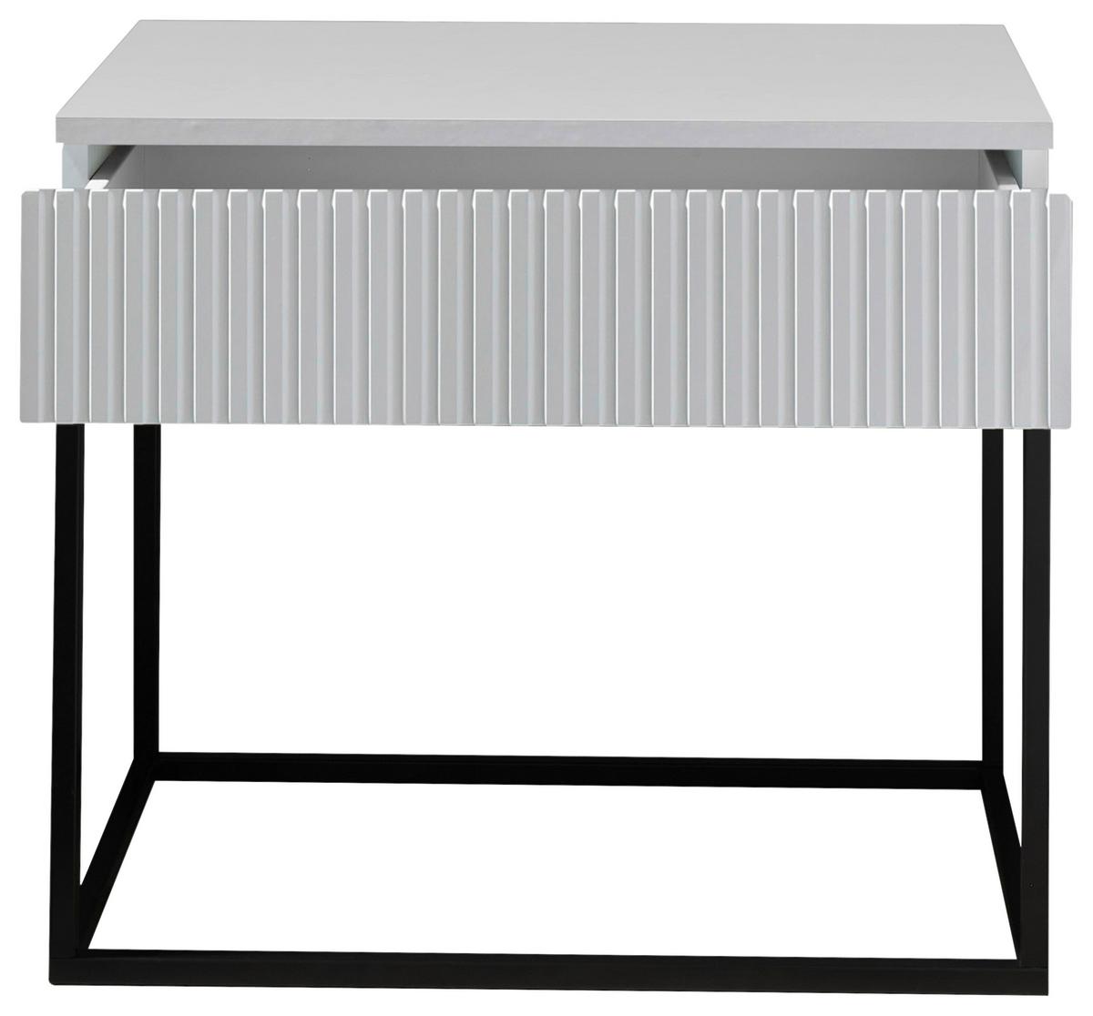 Noční stolek MARLE bílá - bílá/černá, Moderní, kov/kompozitní dřevo (60/52/38,5cm) - Hom`in