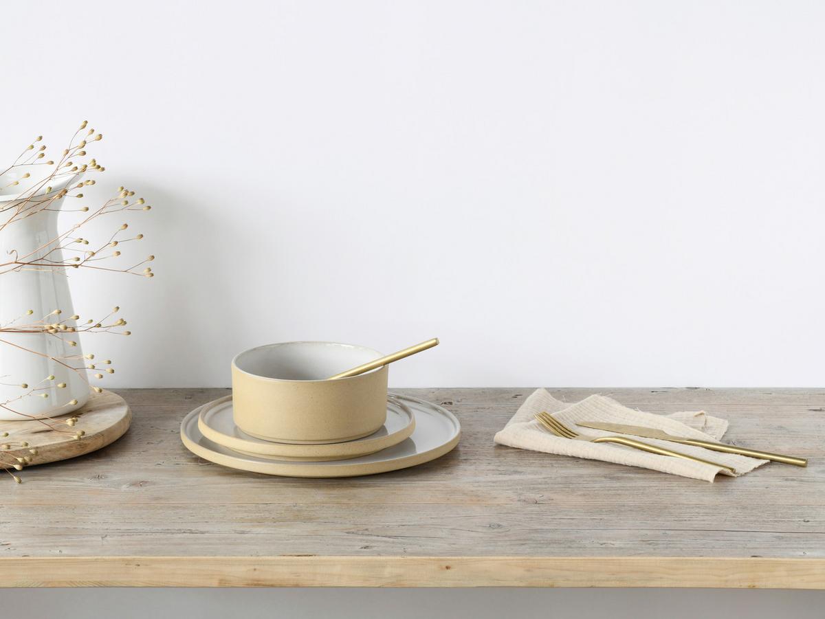 Desserttellerset Fututro Weiß, Beige L: 21,5 cm - Beige/Weiß, Basics, Keramik (21,5/21,55/13cm) - Creatable