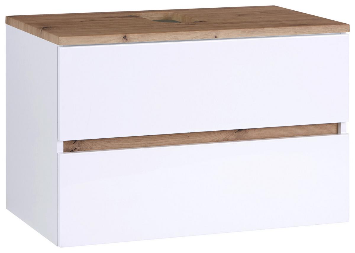 Waschbecken mit Unterschrank Marbella B: 80 cm Weiß - Weiß, MODERN, Keramik/Holzwerkstoff (80/64,5/47cm)