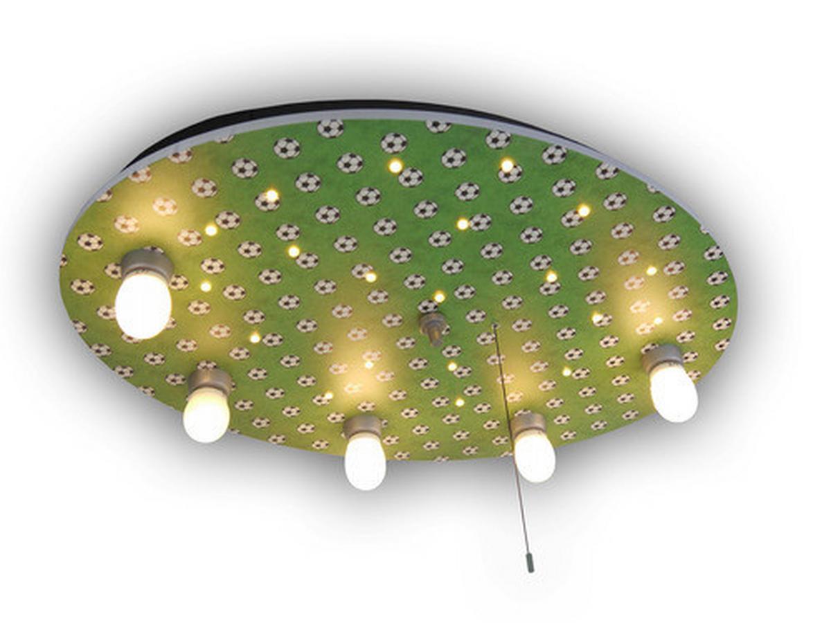 Kinderdeckenleuchte Fussball L: 71 Cm Mit Sternenhimmel - Grün, Trend, Holz (71/7/52cm) - Niermann