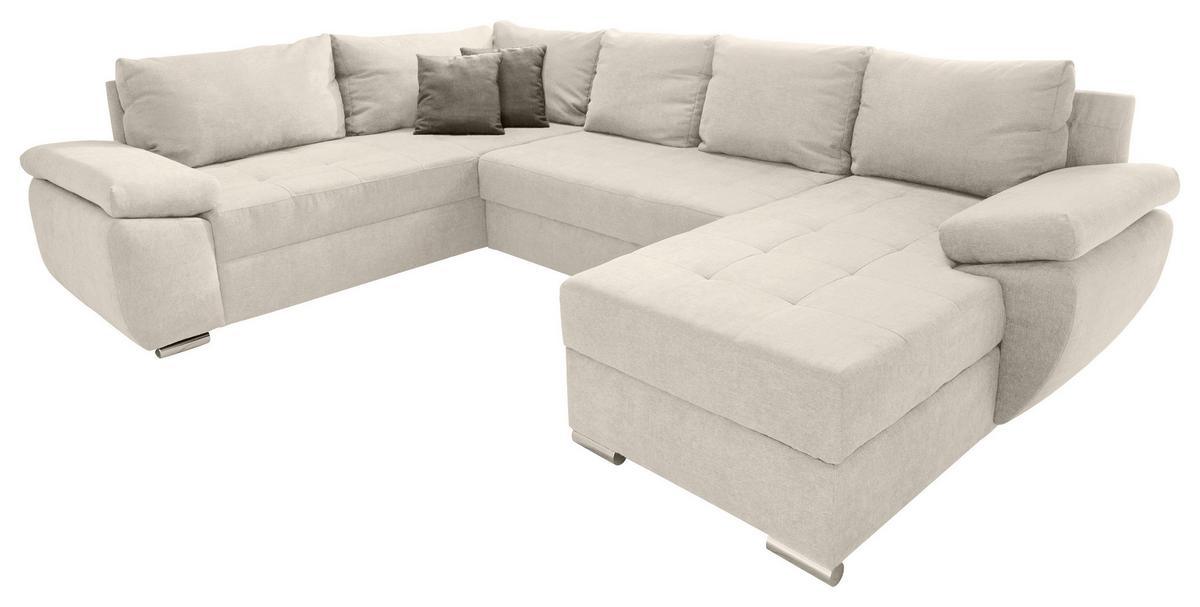 Sedacia súprava TERANA, ľavá, krémová / krémová - krémová/chrómová, Konventionell, textil (219/305/157cm) - Livetastic