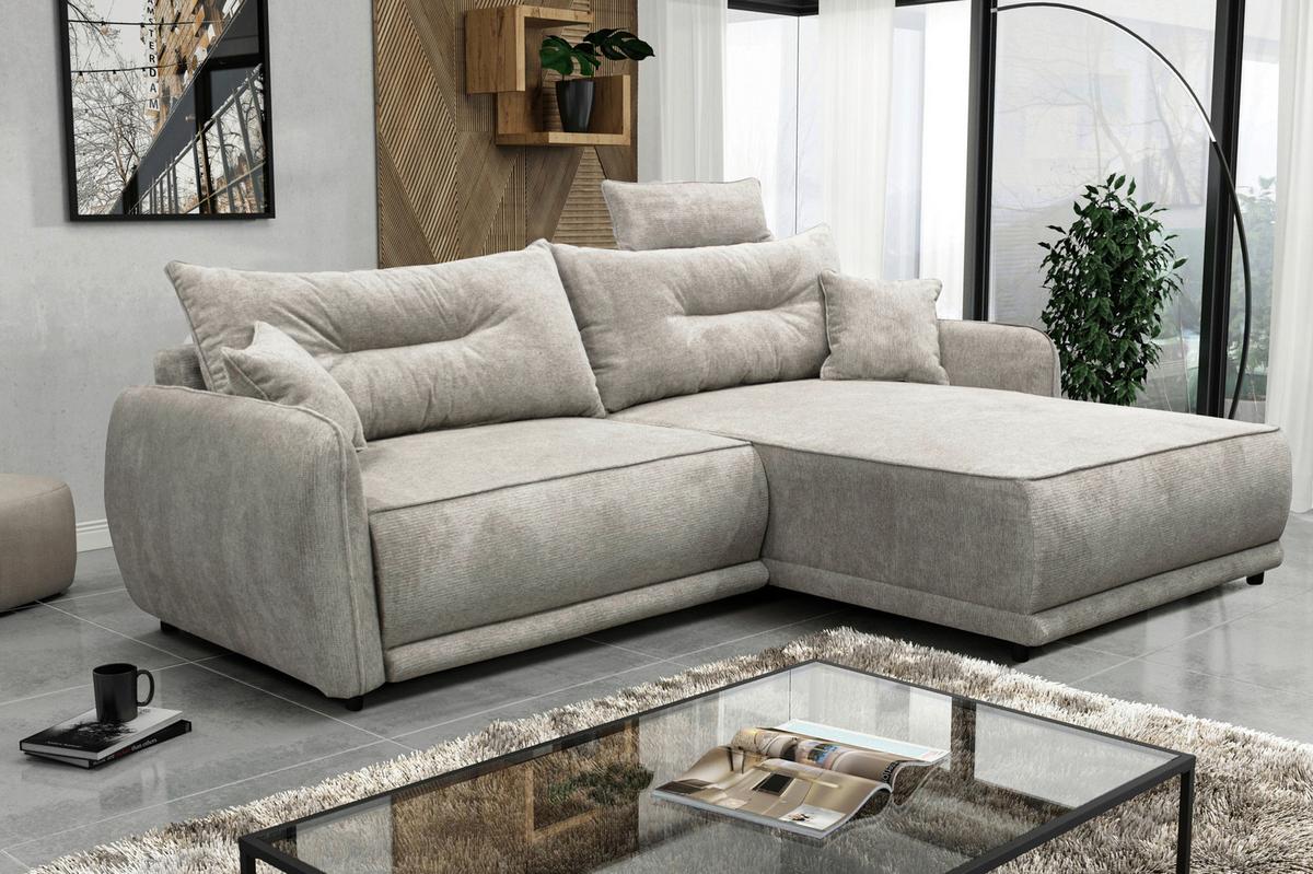 Ecksofa Fresh Graubraun 264x195 cm - Beige/Graubraun, Design, Textil (264/195cm) - MID.YOU