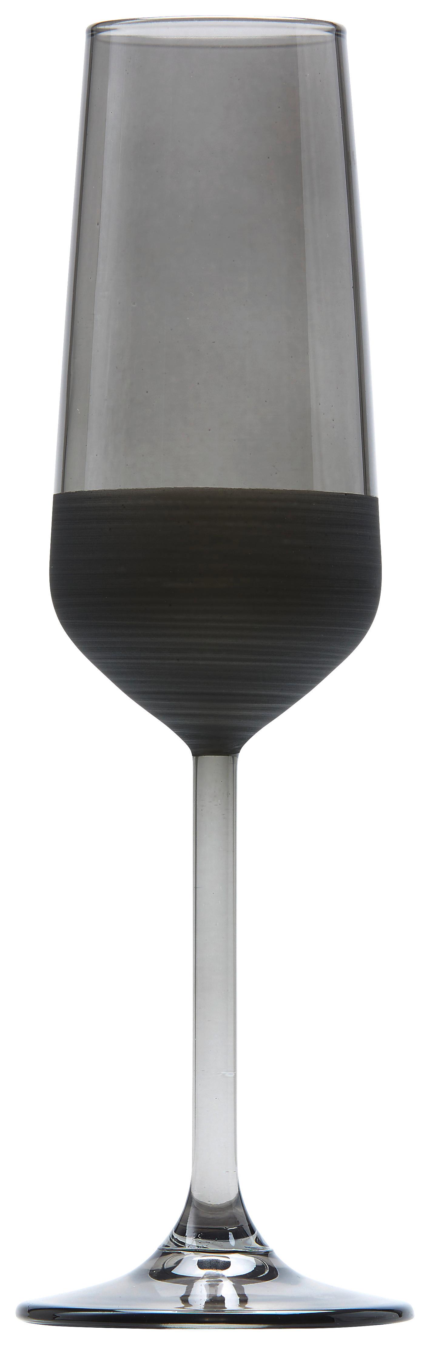 Sklenice Na Sekt Black, Ca. 195ml - černá, Moderní, sklo (4,5/21,5cm) - Premium Living
