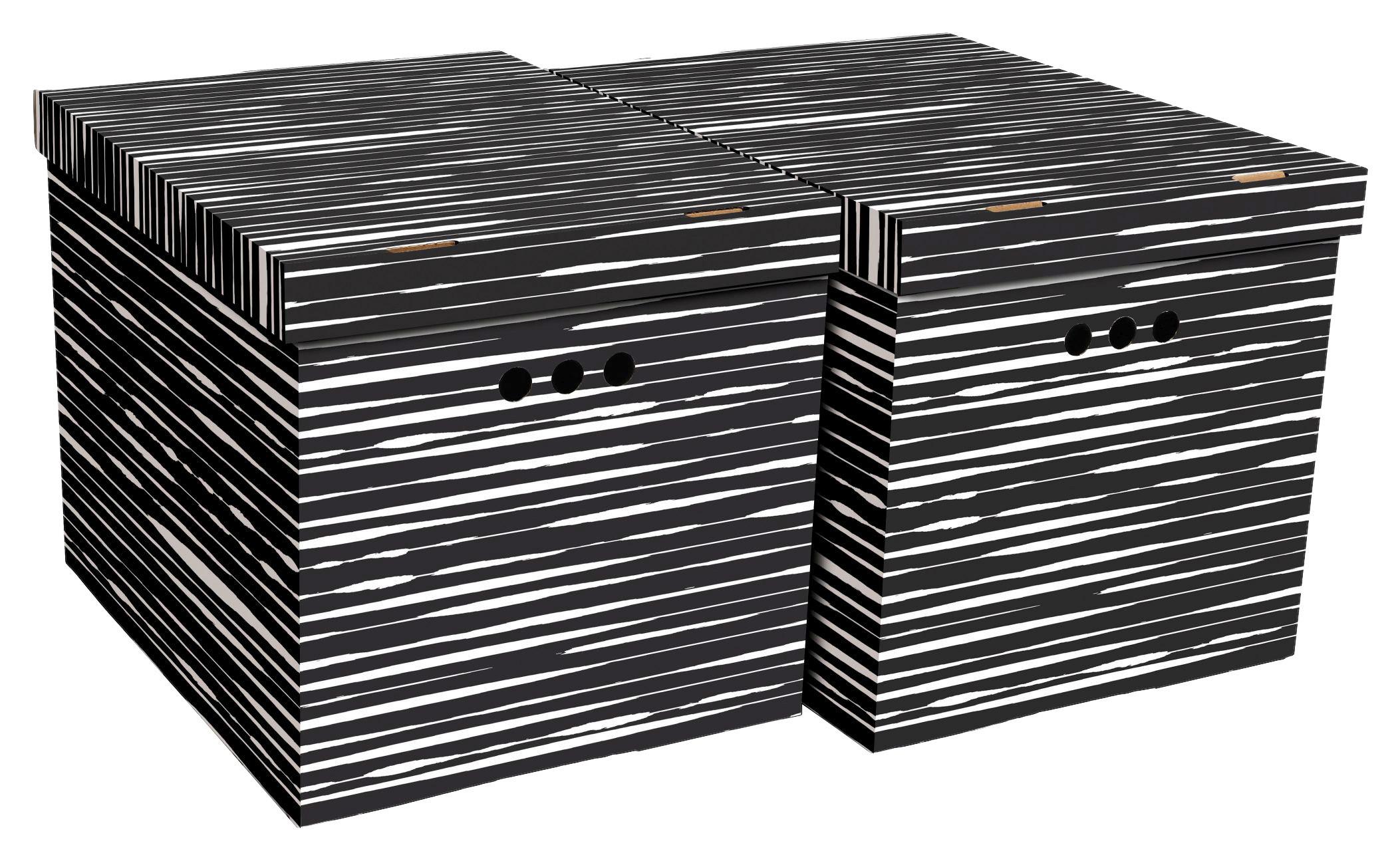 Box S Víkem Jimmy, 44,3/33,5/32,5cm - bílá/černá, karton (44,3/33,5/32,5cm) - Modern Living
