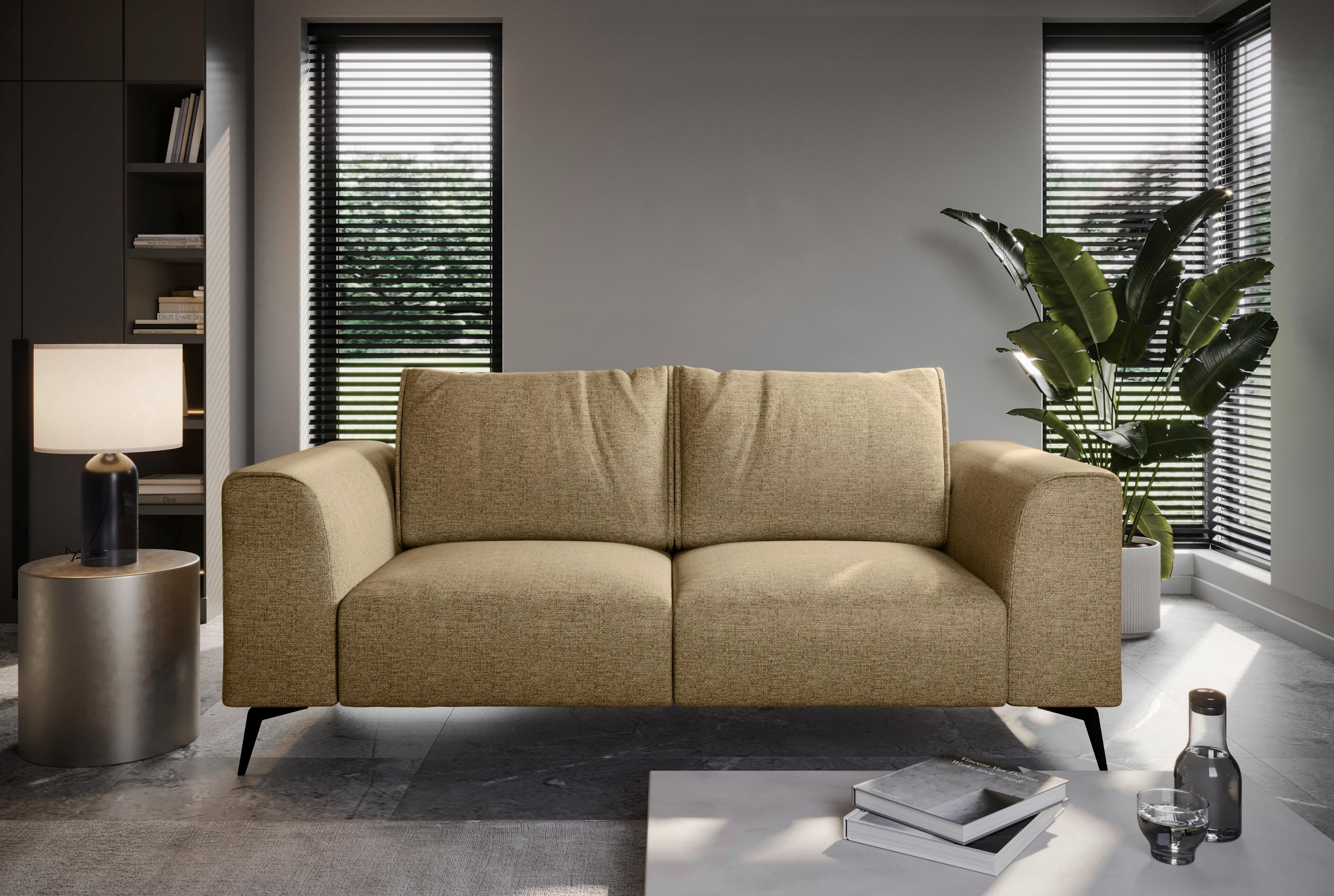 Dvoumístná pohovka SEUL, zlatá - černá/barvy zlata, Design, kov/dřevo (186/88/90cm) - MID.YOU