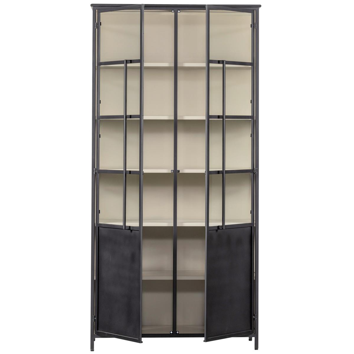 Vitrine Exhibit Schwarz B: 96 cm - Schwarz, Design, Glas/Metall (96/200/40cm) - Livetastic