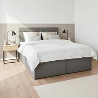 Boxspring postel s topperem Rosa 140x200 cm, tmavě šedá - šedá/černá, Moderní, dřevo/kompozitní dřevo (140/200cm) - Bessagi Home