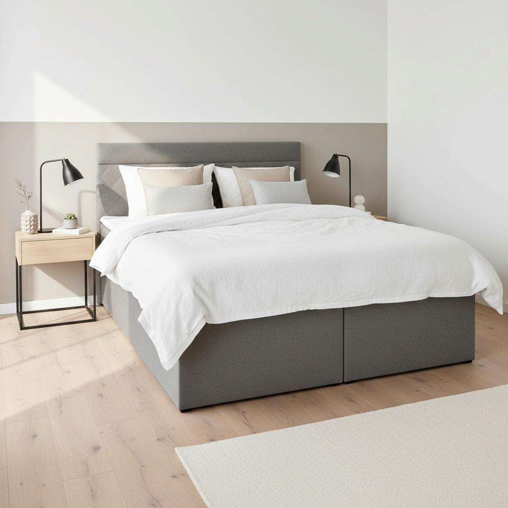 Fotografia produktu: Boxspring posteľ s topperom Rosa 140x200 cm, tmavosivá