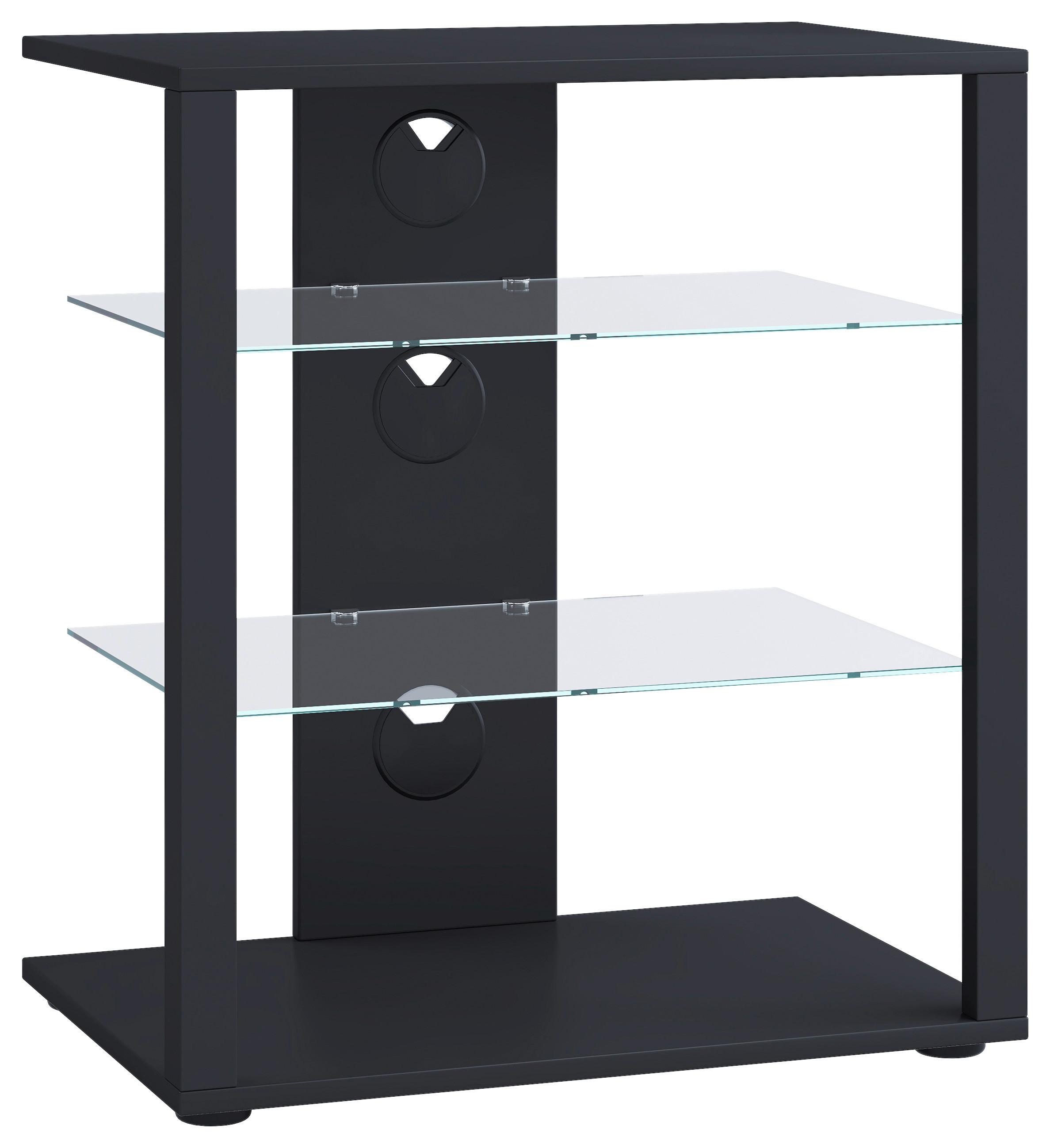 TV-Rack Folas B: 60 cm Schwarz mit Kabeldurchlass - Schwarz, Basics, Holzwerkstoff (60/70/41cm) - MID.YOU