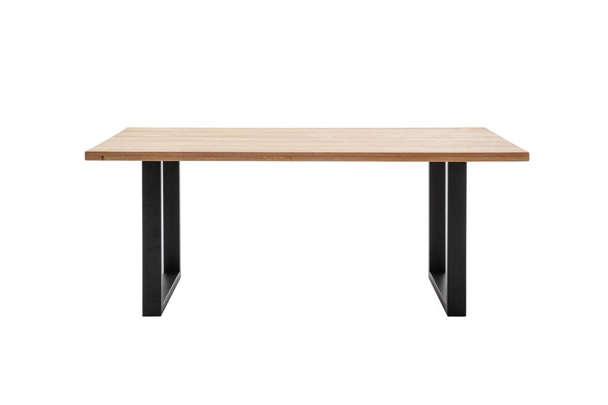 Esstisch Greno 180x90 Cm, Wildeiche Massiv - Wildeiche/Schwarz, ROMANTIK / LANDHAUS, Holz/Metall (180/77/90cm)