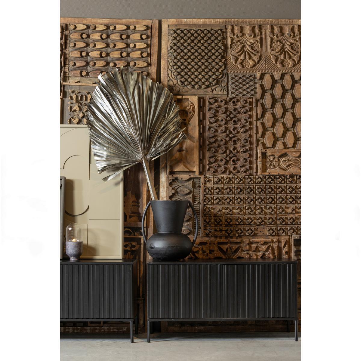 LOWBOARD Gravure Schwarz B: 100cm - Schwarz, Design, Holz (100/56/44cm) - Livetastic