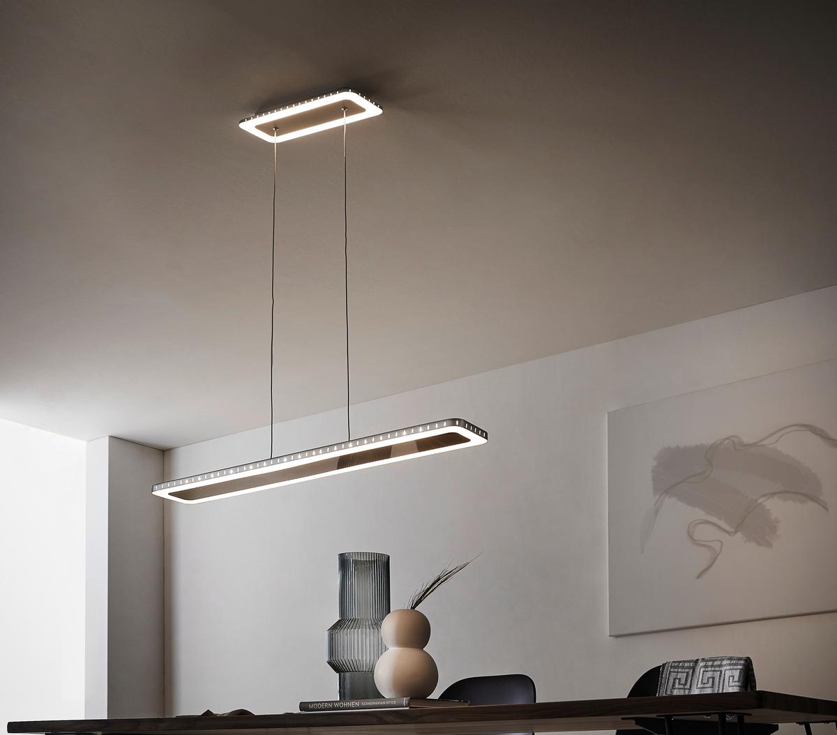 LED-Hängeleuchte Si Solaris H: 120 cm 2-Flammig dimmbar - Edelstahlfarben, Design, Metall (70/12/120cm)